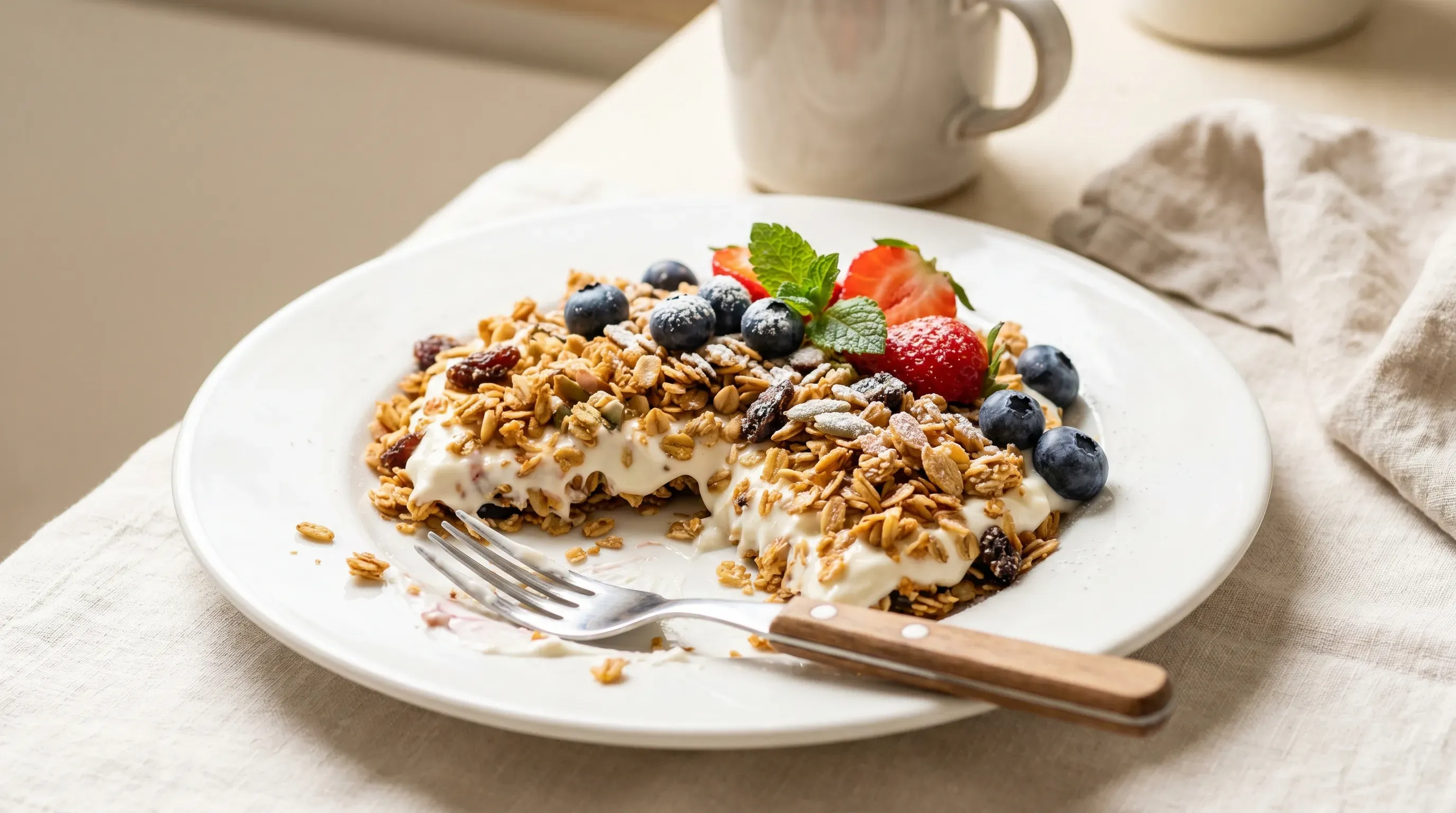 Naturjoghurt mit glutenfreiem Müsli