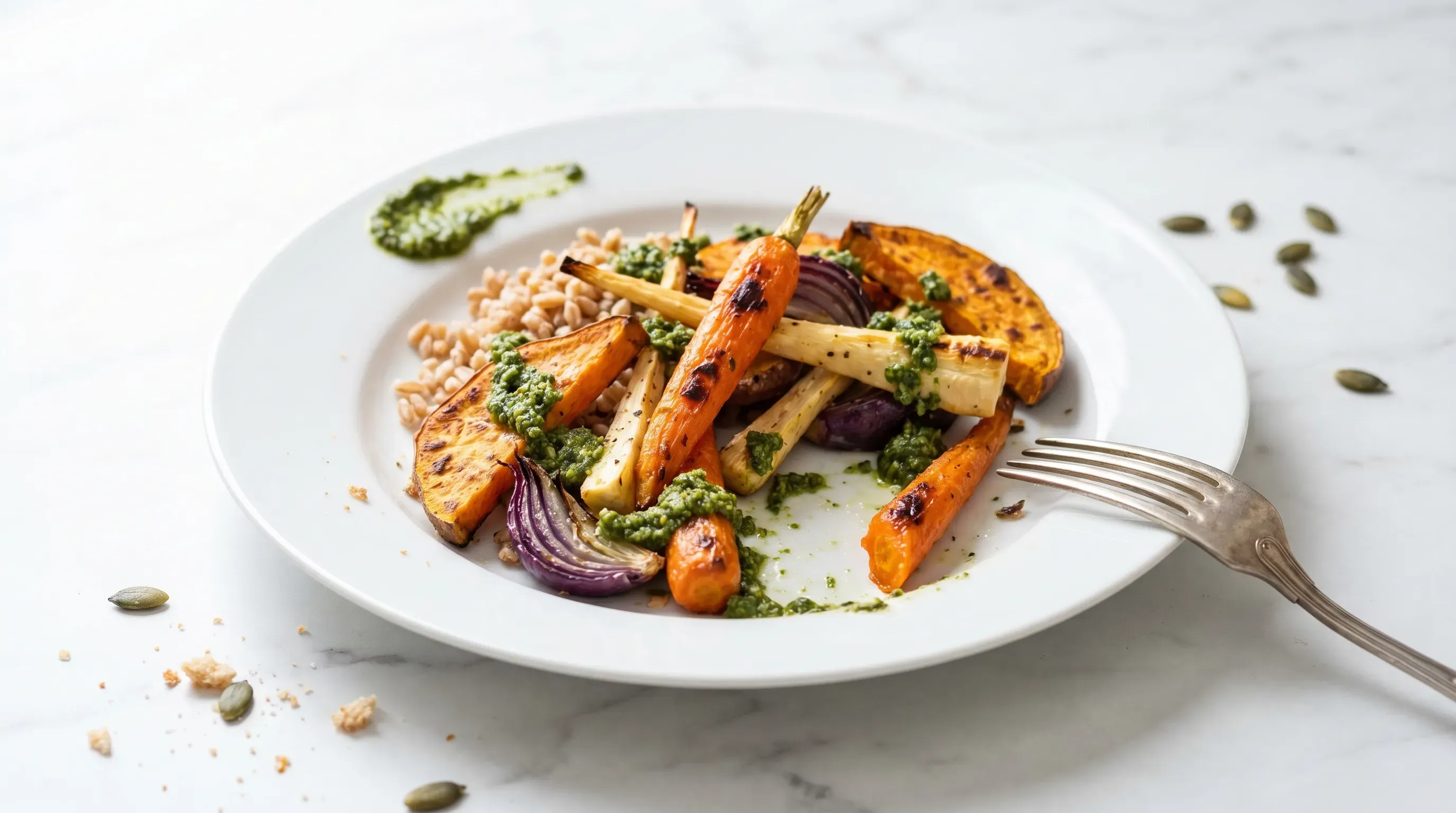 Ofengemüse mit Kürbiskern-Pesto