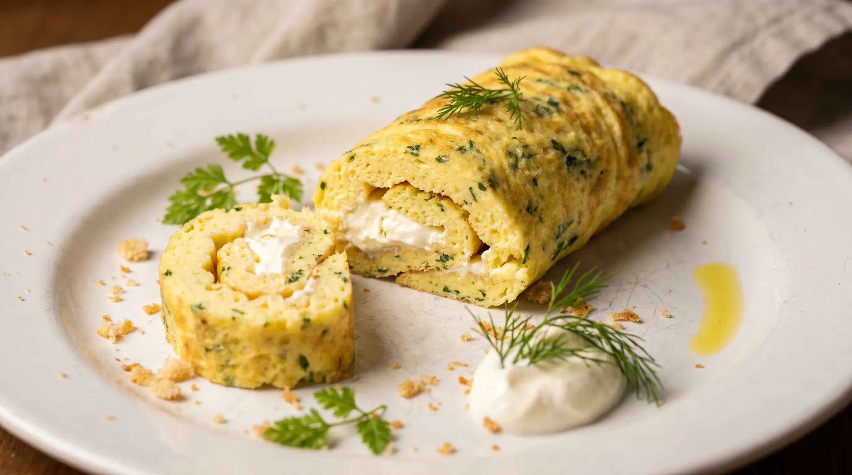 Omelette-Röllchen mit Kräutern