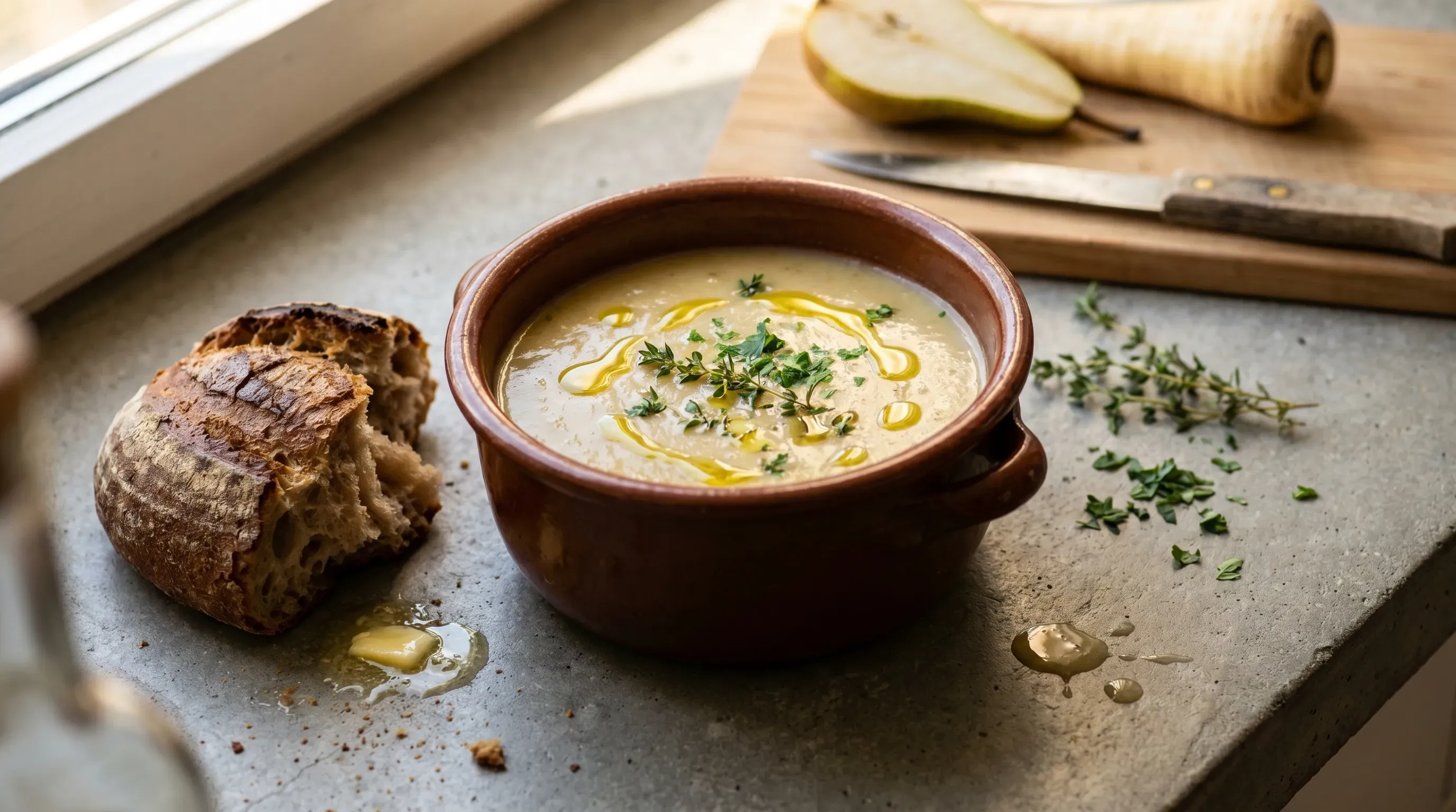 Pastinaken-Suppe mit Birne