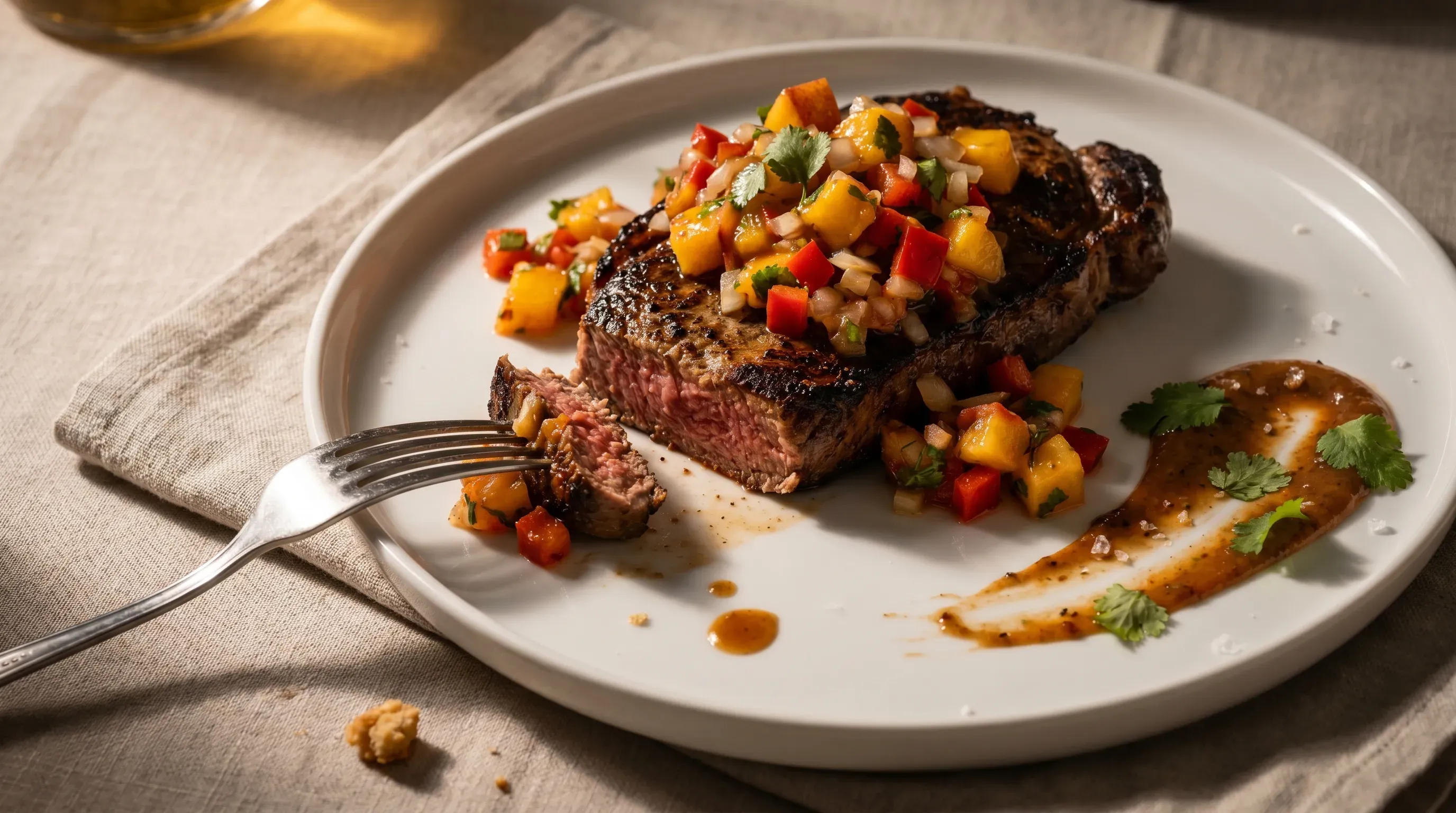 Pfirsich-Paprika-Salsa zu Steaks