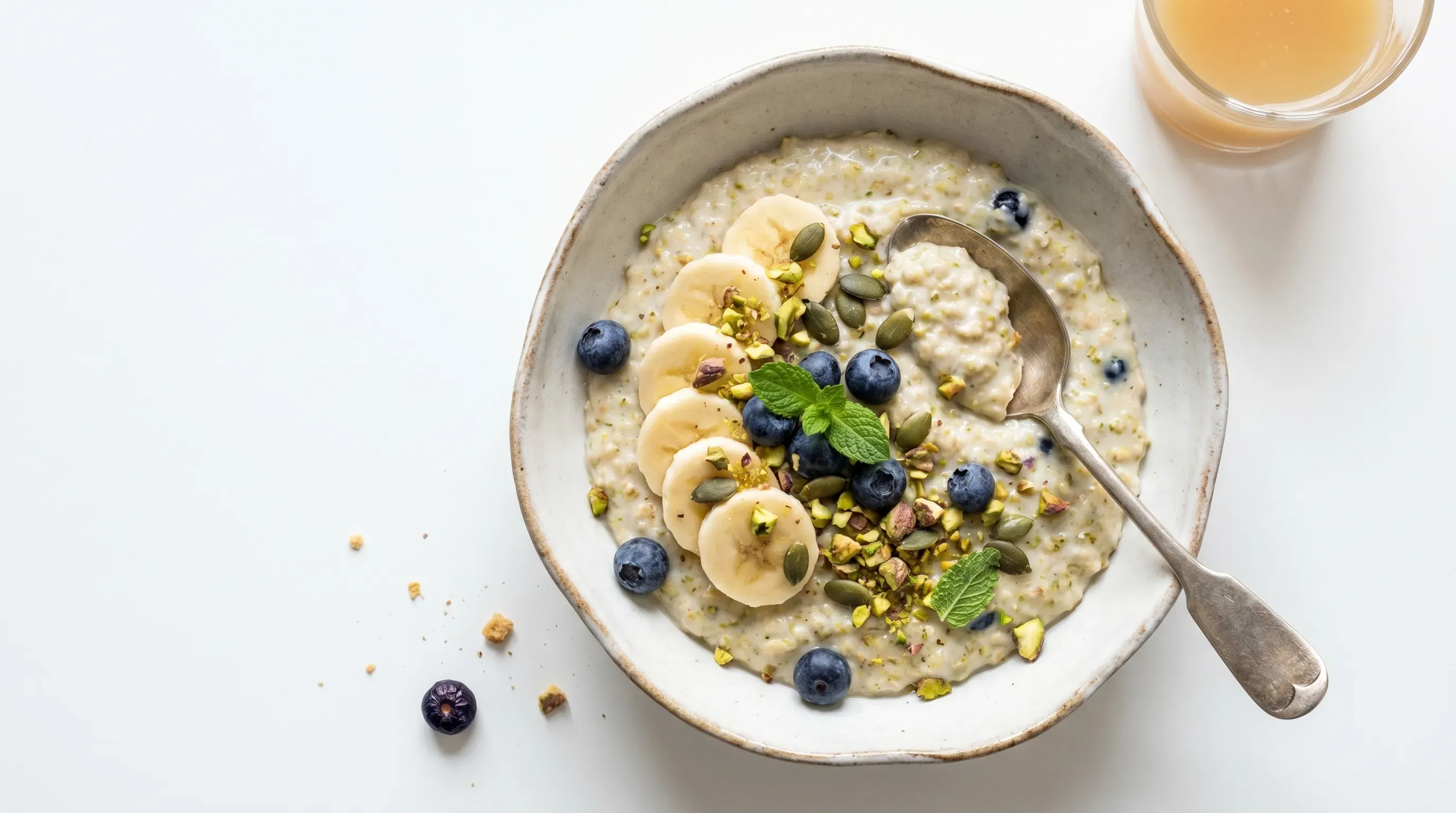 Pistazien-Porridge mit Blaubeeren