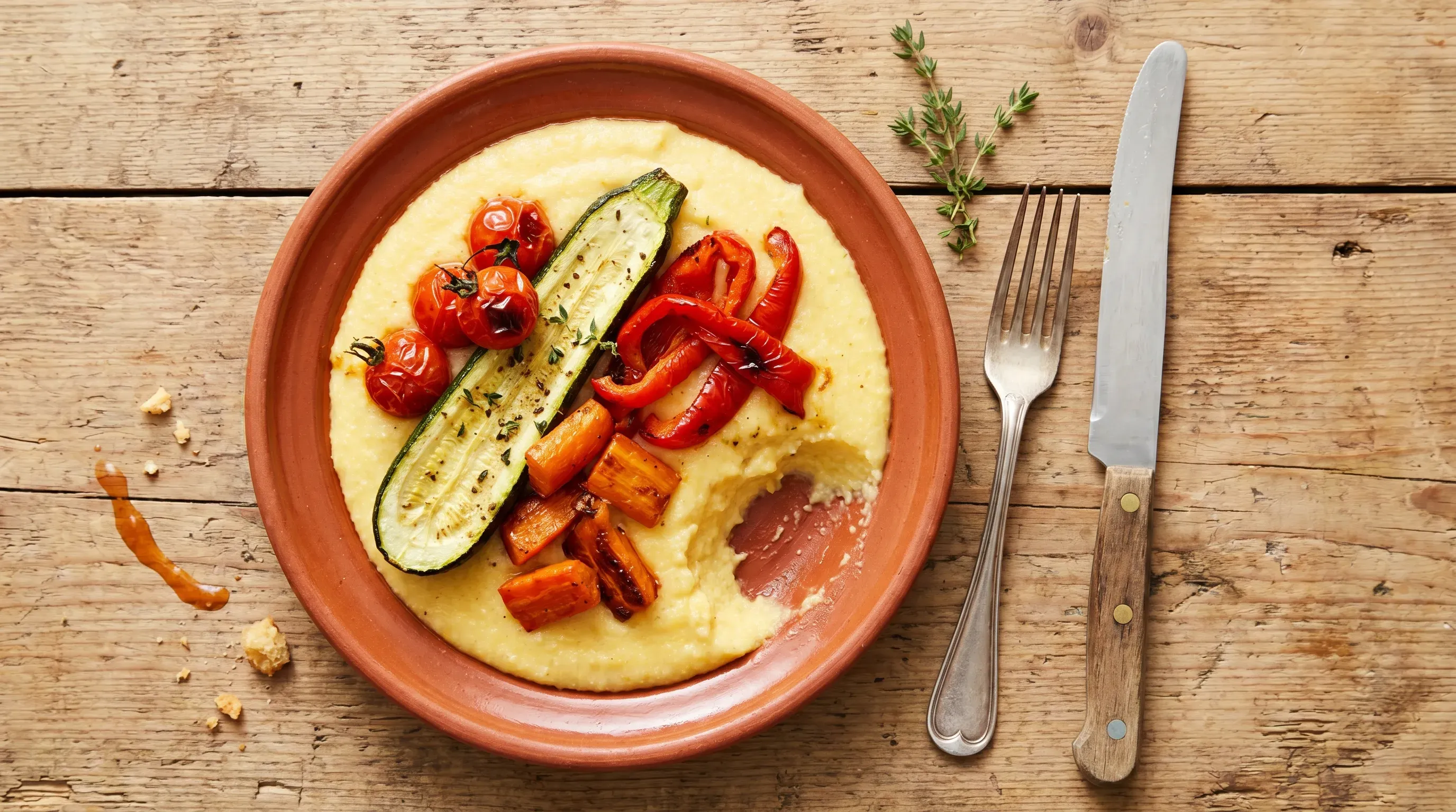 Cremige Polenta mit Ofengemüse