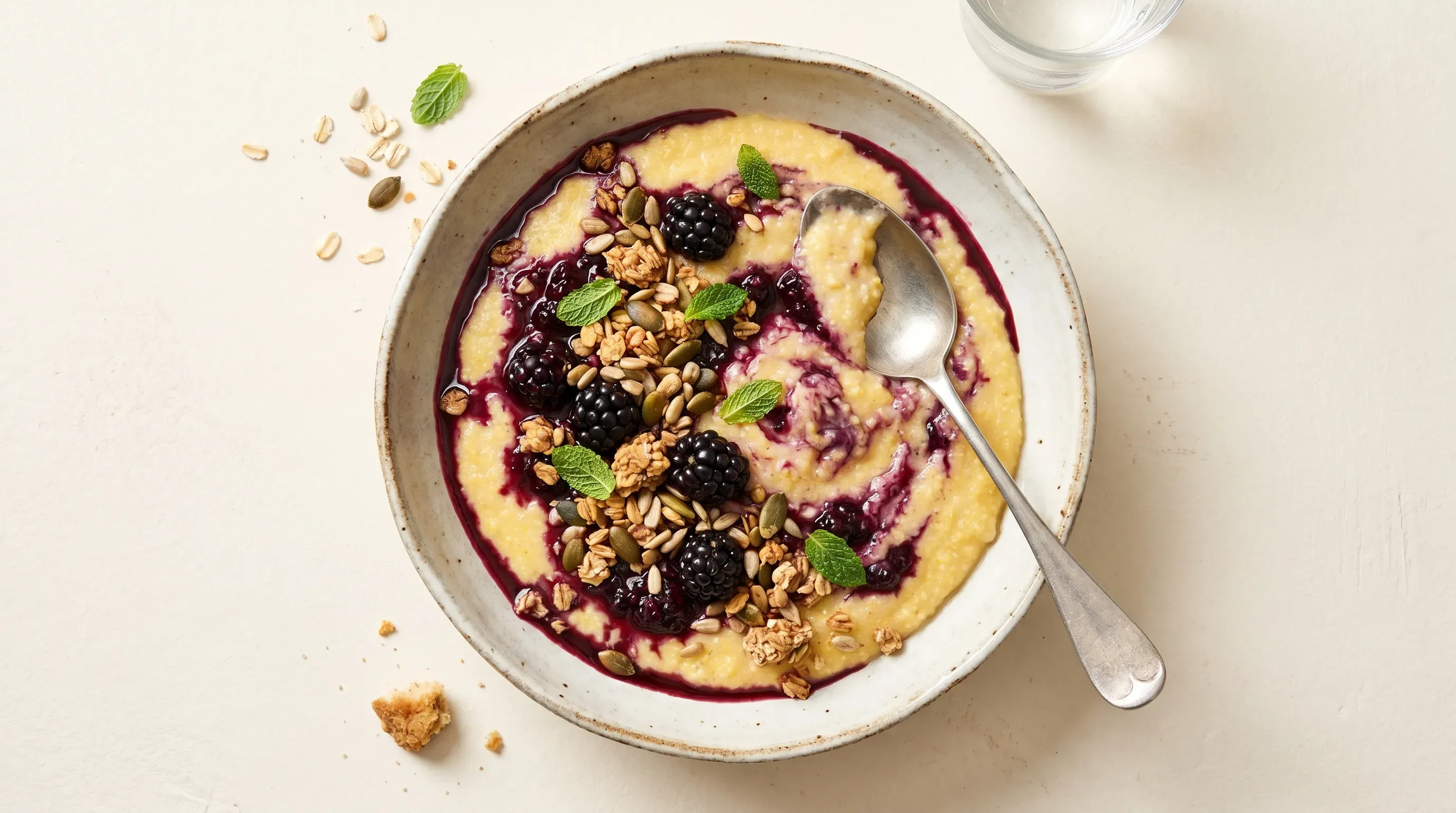Polenta-Porridge mit Brombeerkompott
