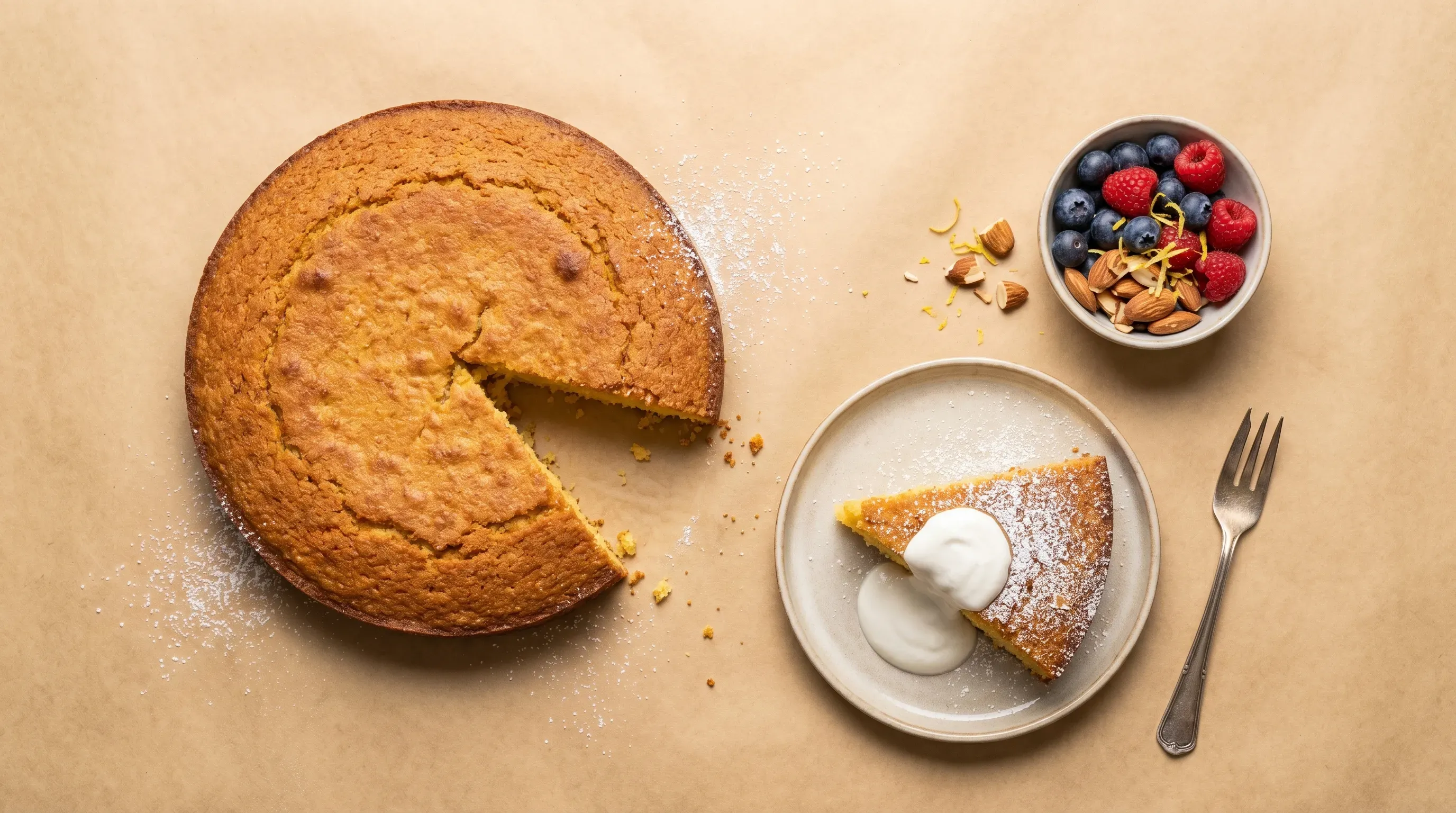 Polentakuchen mit Kokosjoghurt