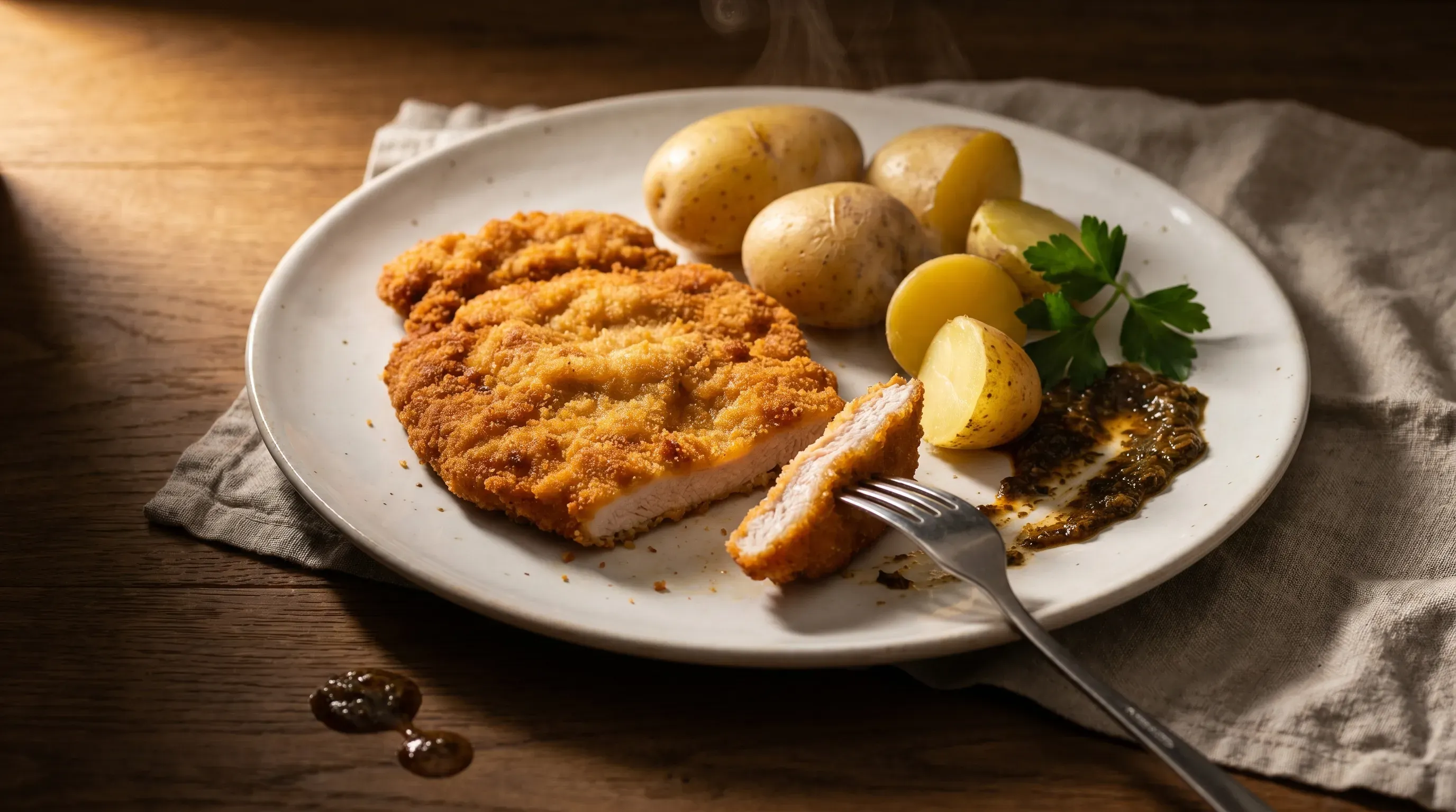 Putenschnitzel mit Pellkartoffeln – histaminarm