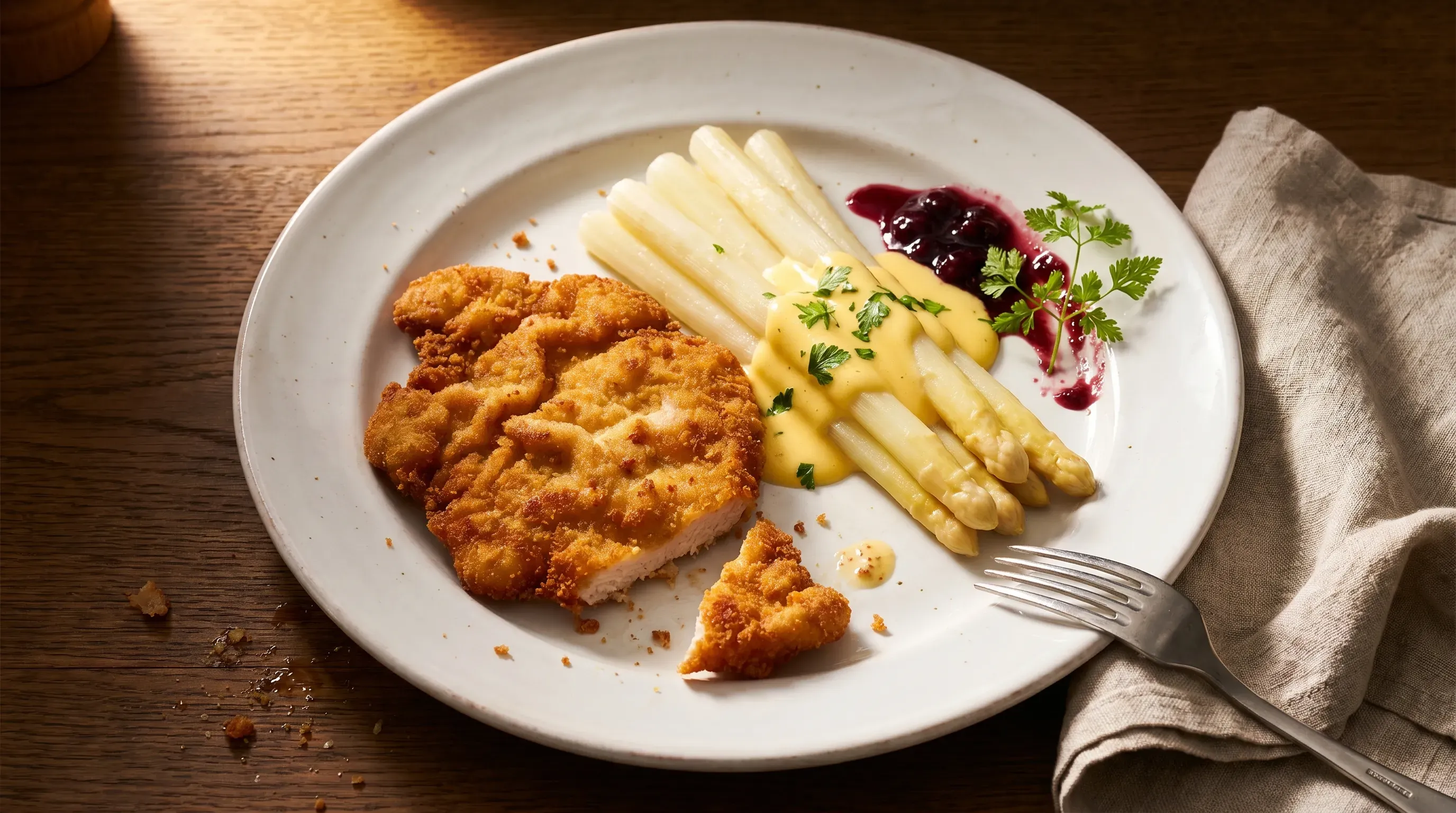 Putenschnitzel mit Spargel