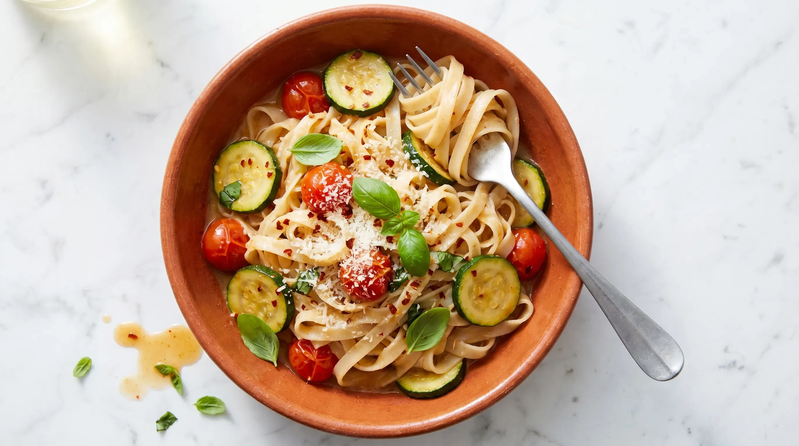 Schnelle Reisnudelpfanne mit Zucchini
