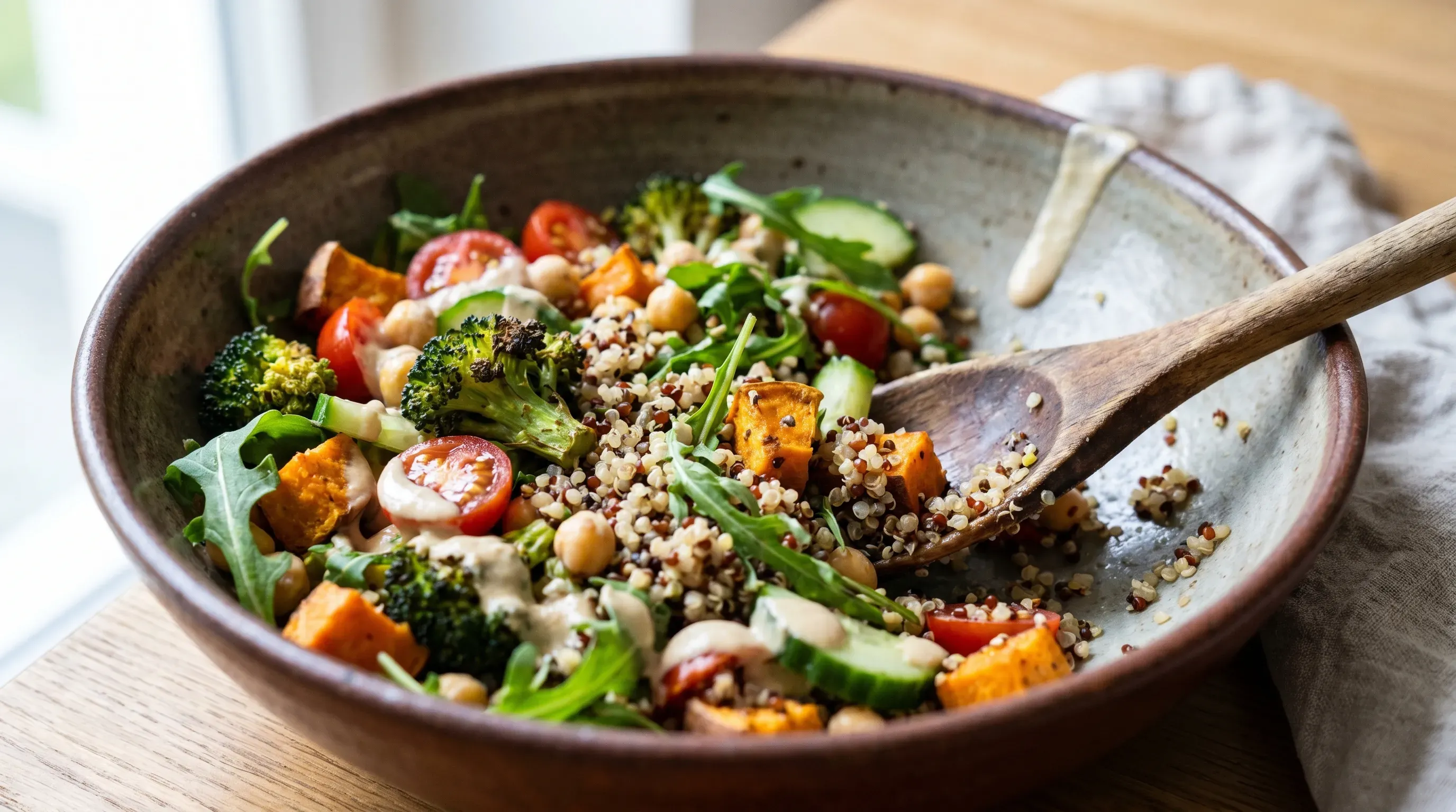 Quinoa-Gemüse-Bowl mit Tahini-Dressing
