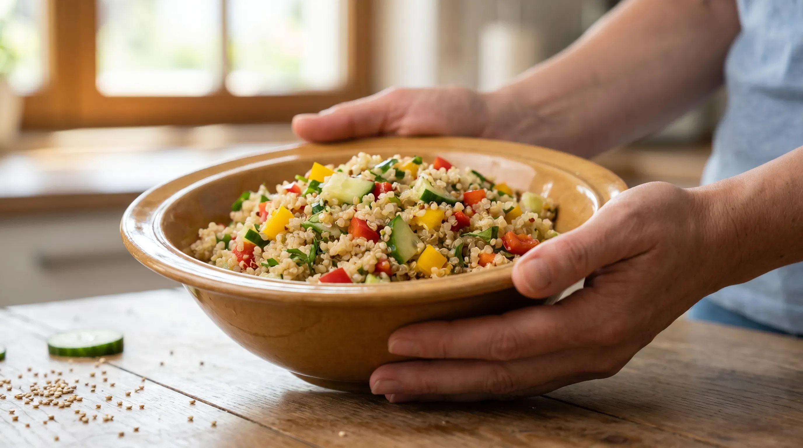 Quinoa-Salat mit Gurke und Paprika