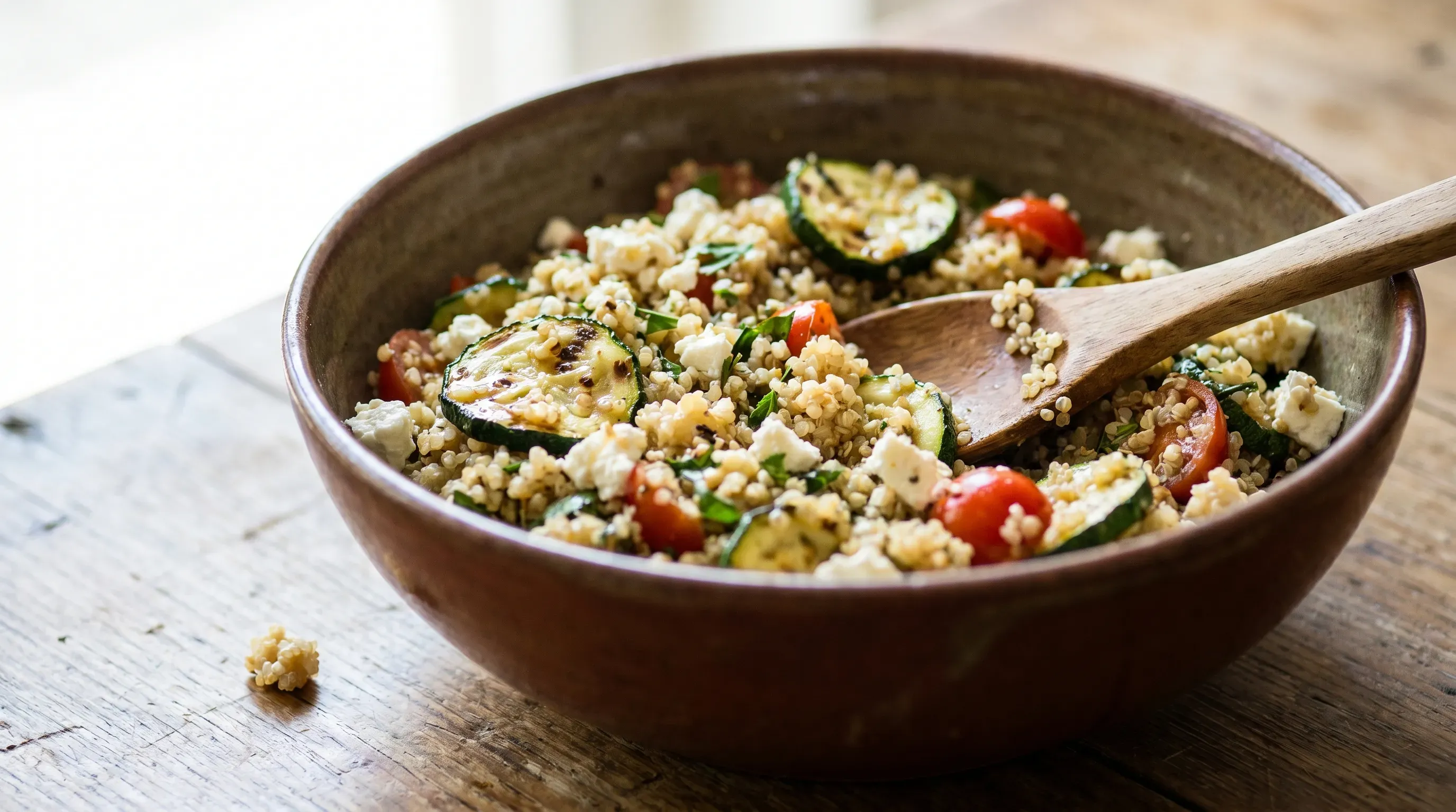 Quinoasalat mit Zucchini und Feta
