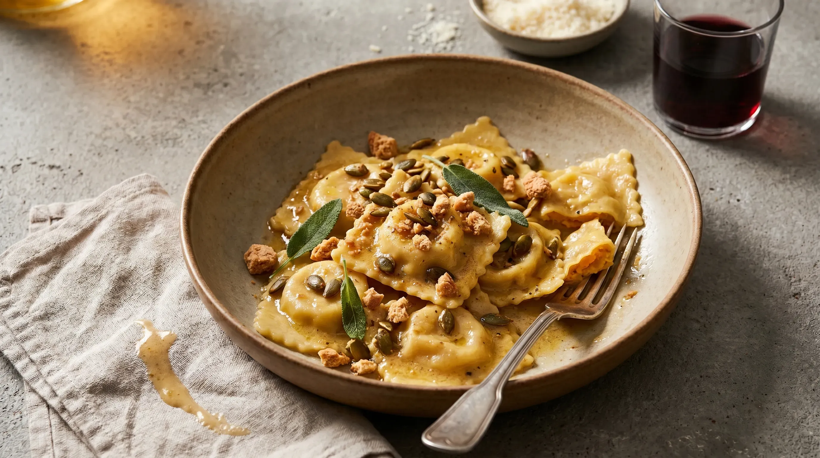 Ravioli mit Kürbis-Ricotta-Füllung