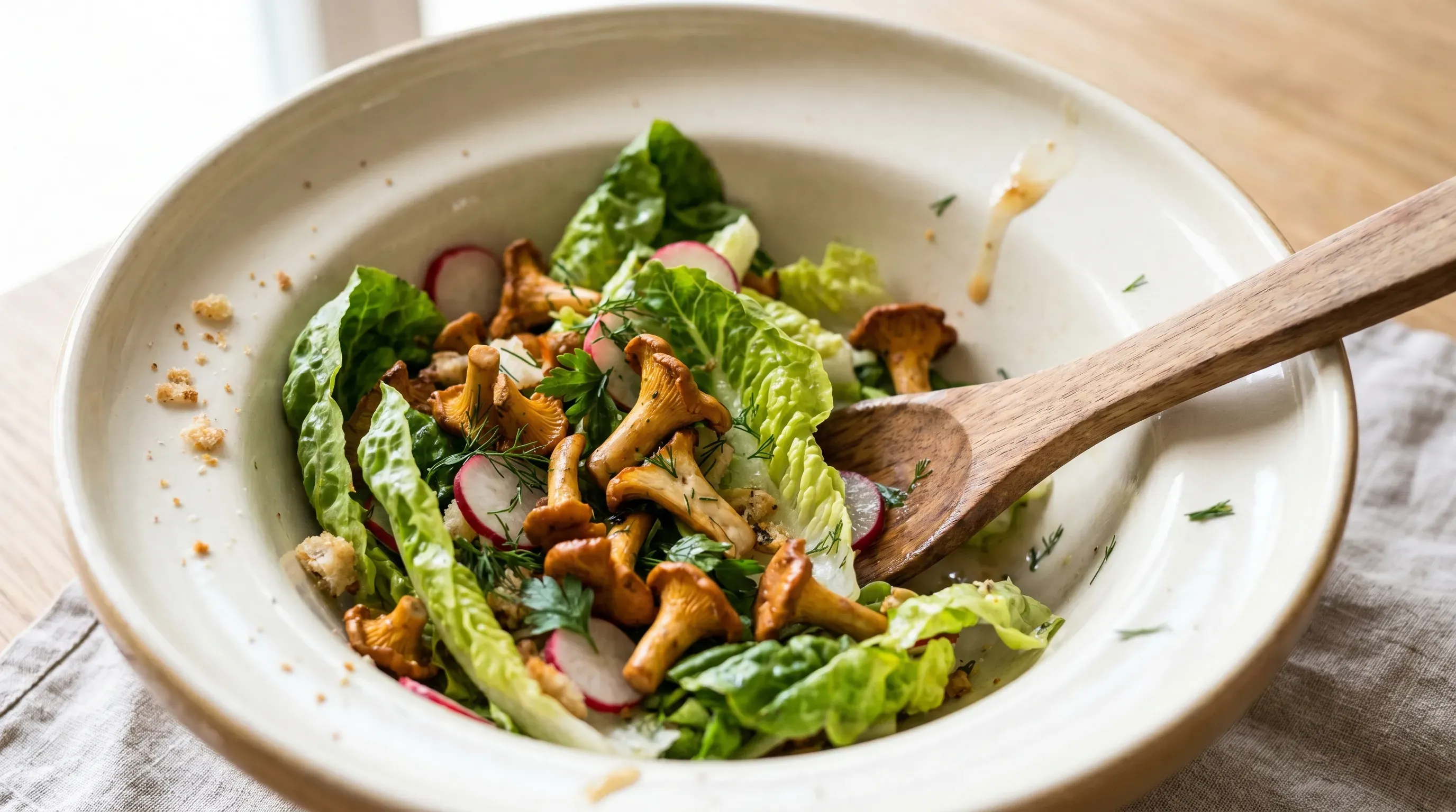 Römersalat mit Pfifferlingen