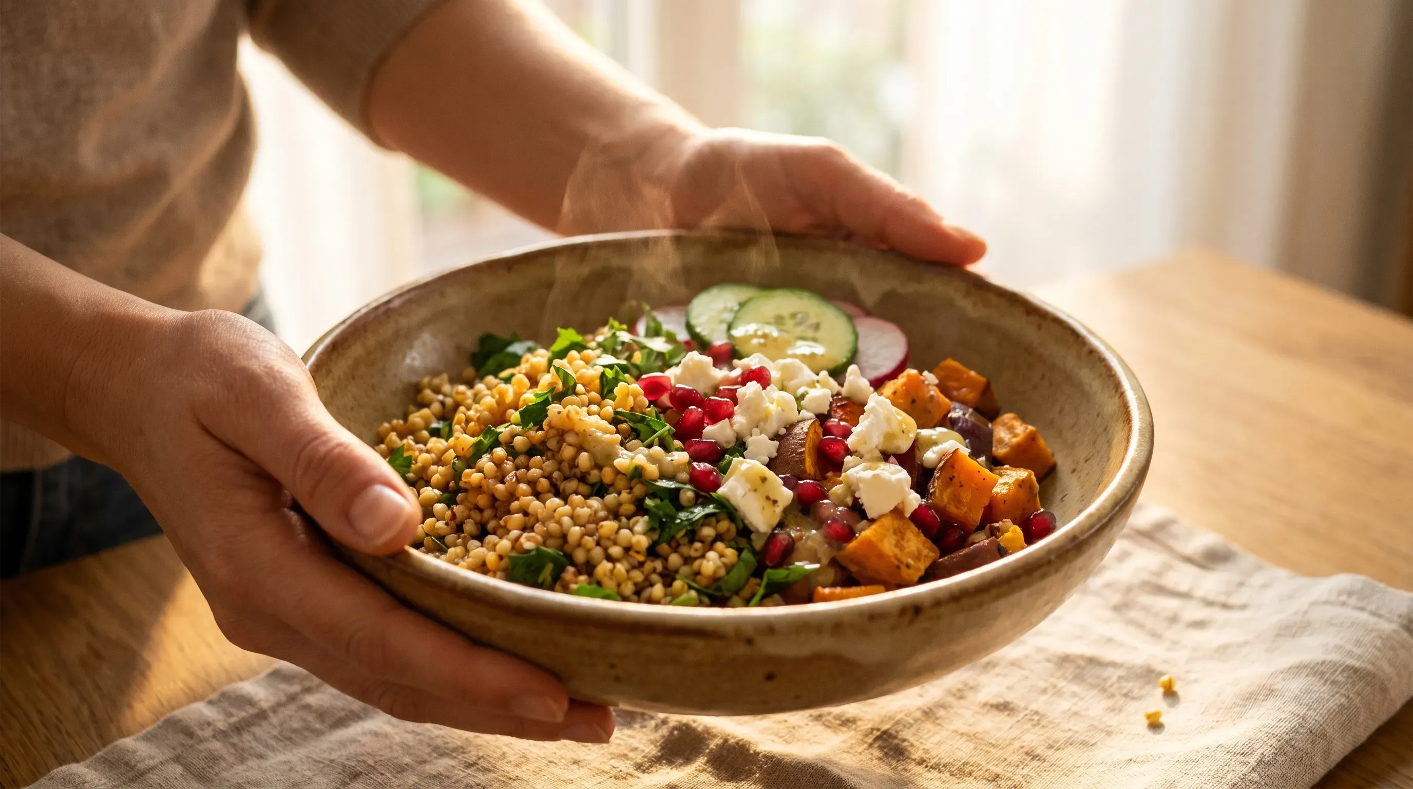 Salat mit gebratener Hirse