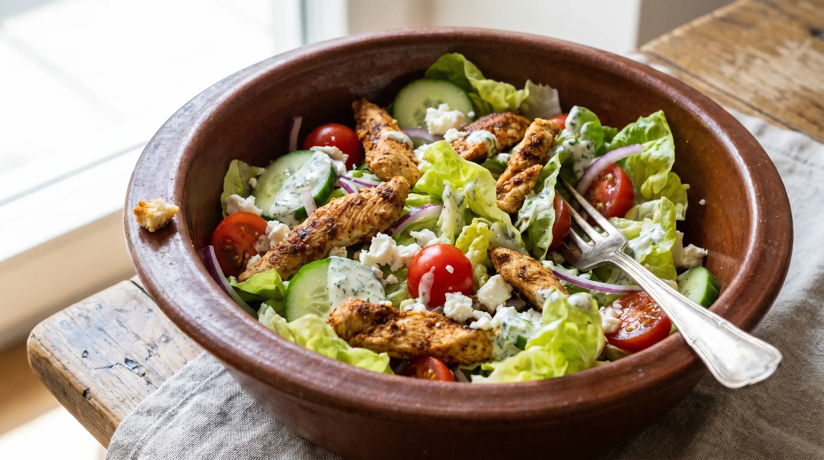 Salat-Wraps mit gewürztem Hähnchen