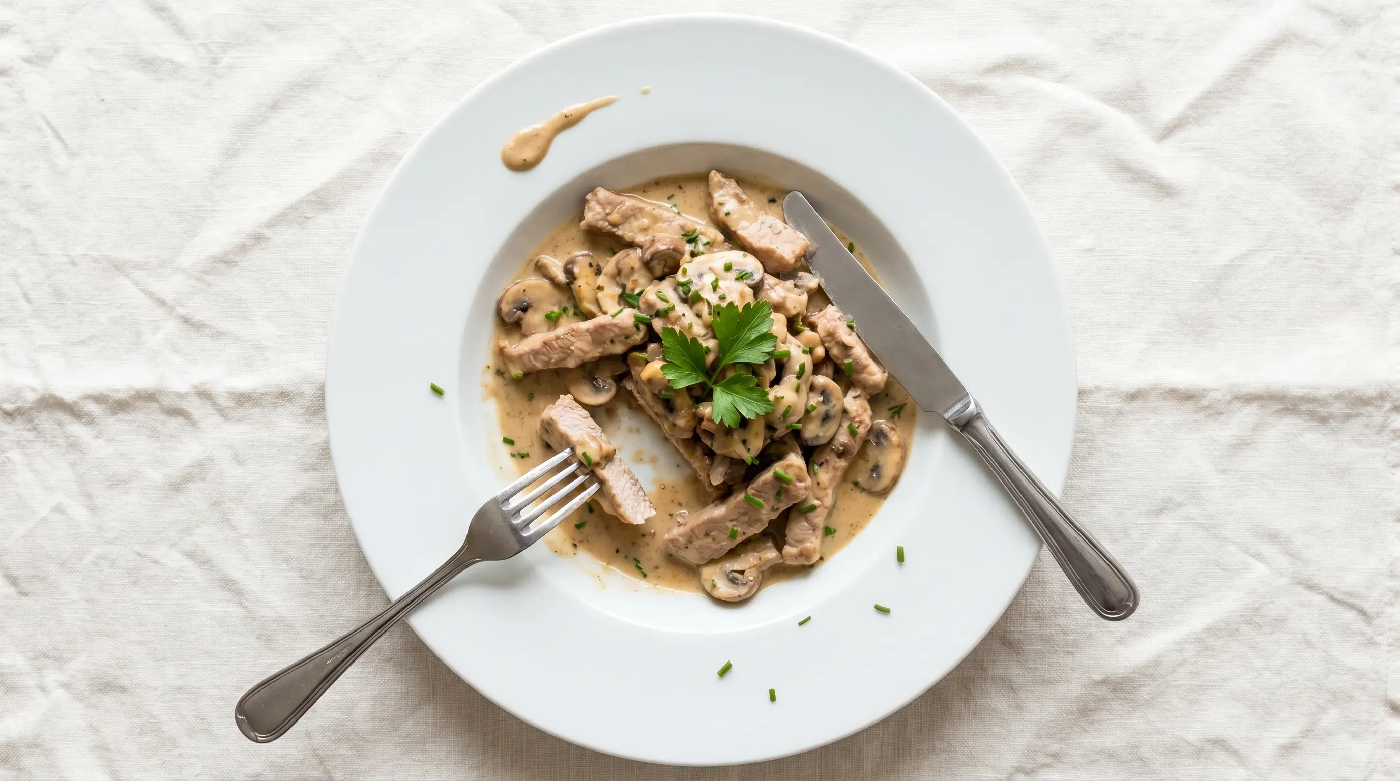 Schweinegeschnetzeltes mit Pilzrahm