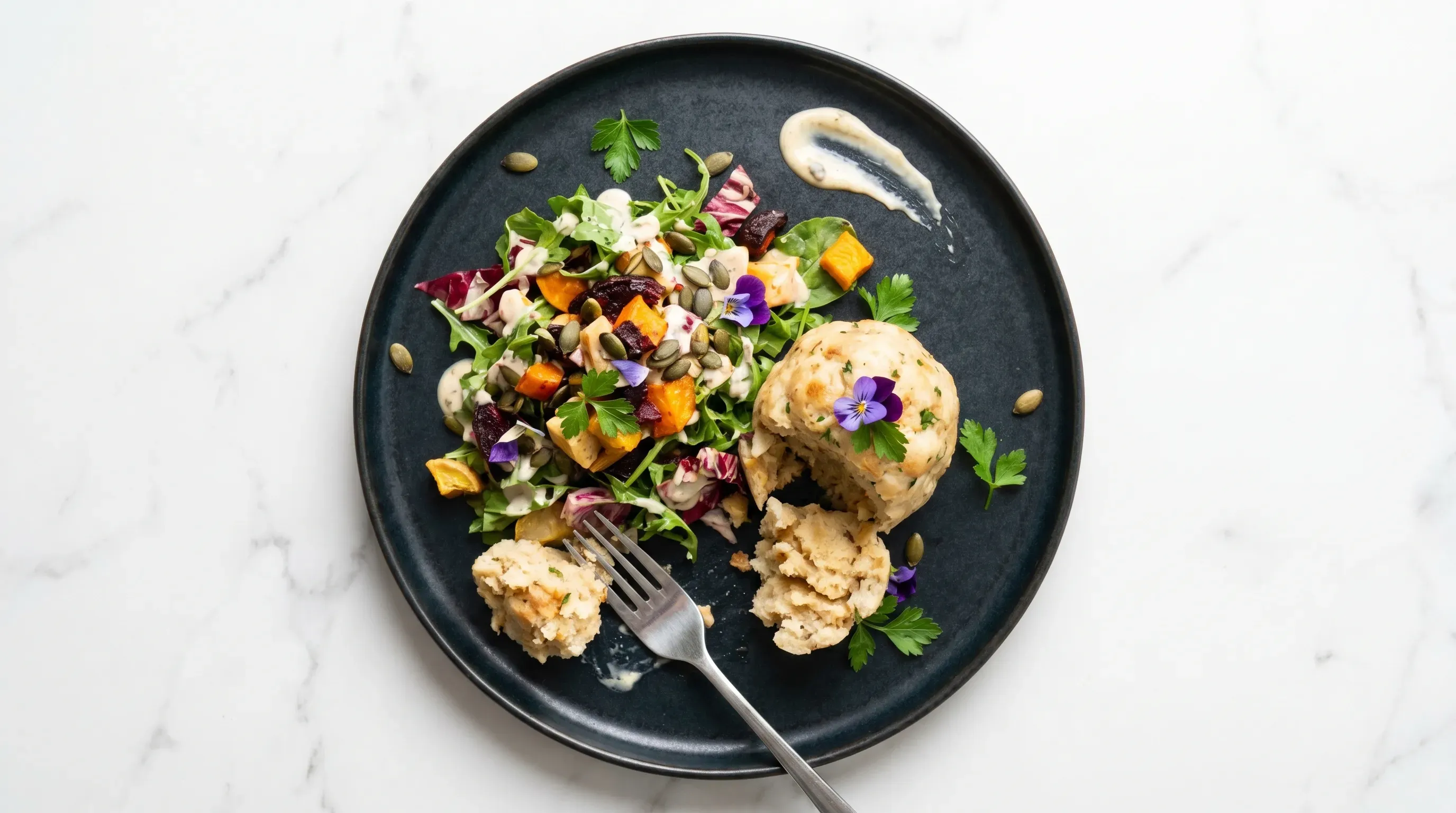 Semmelknödel mit Salat