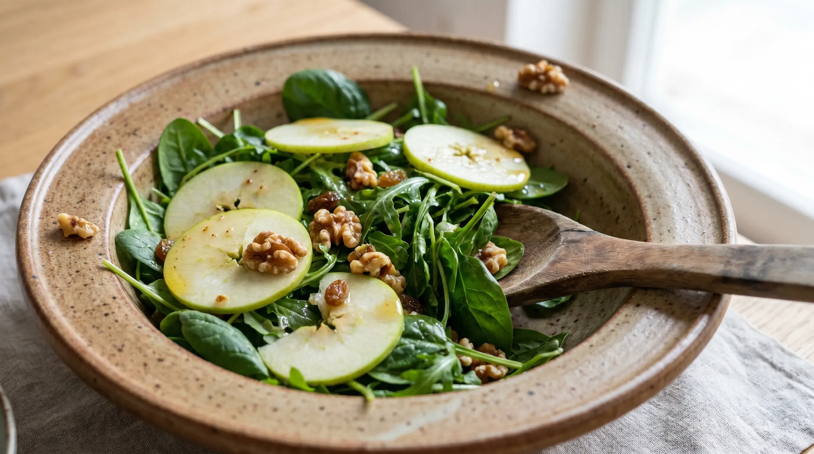 Spinat Rucola Salat mit Apfel