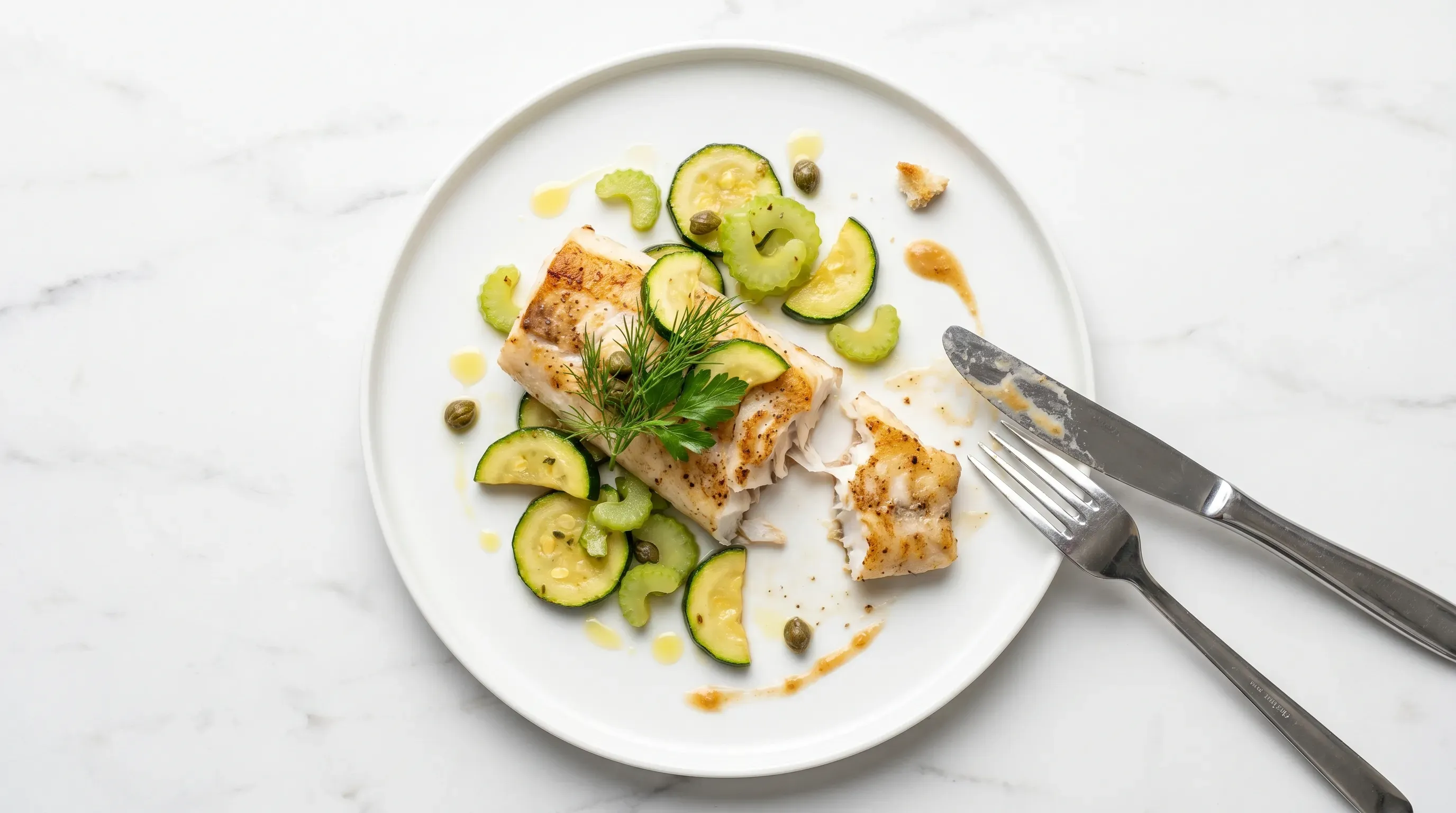 Steinbeißer mit Zucchini und Sellerie