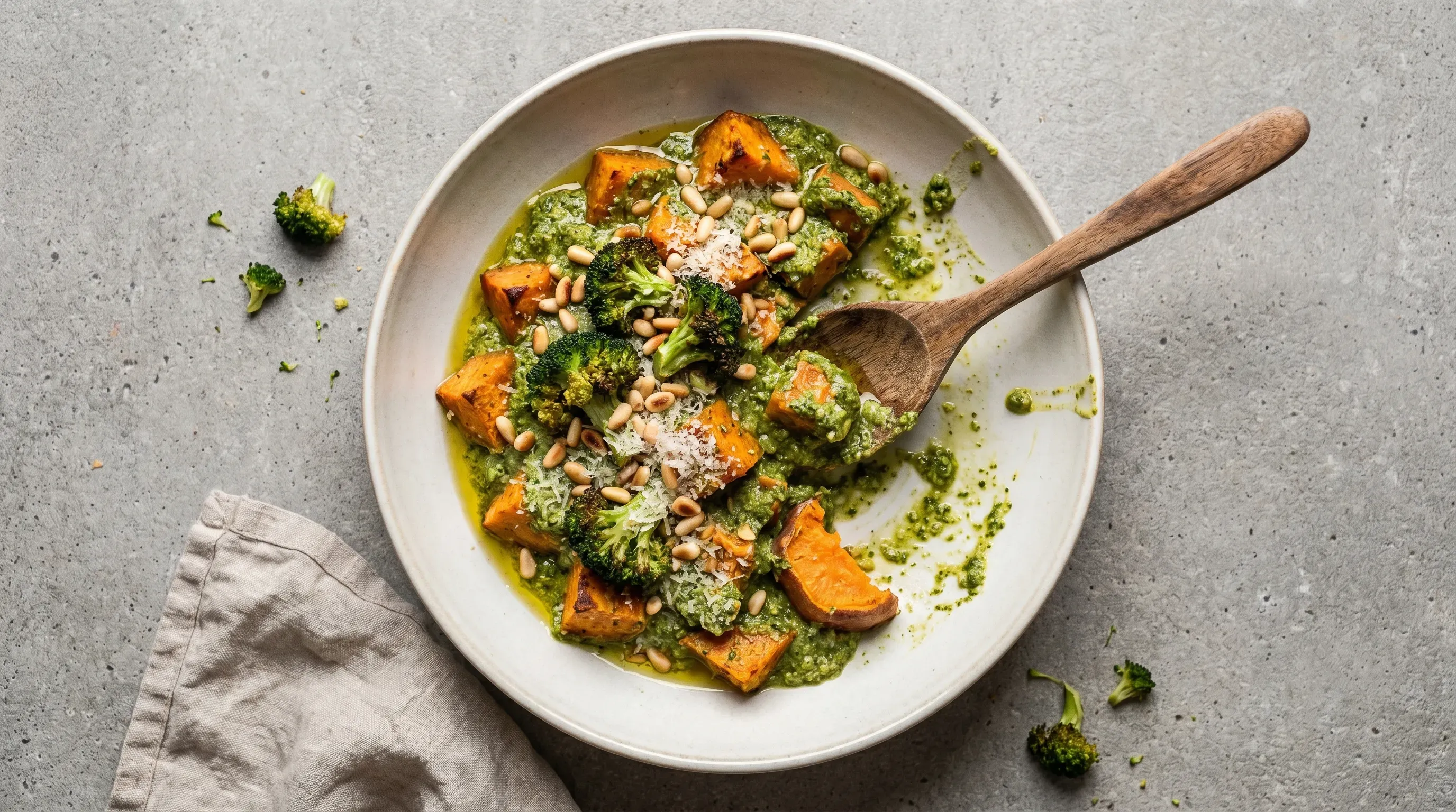 Süsskartoffel mit Brokkoli Pesto