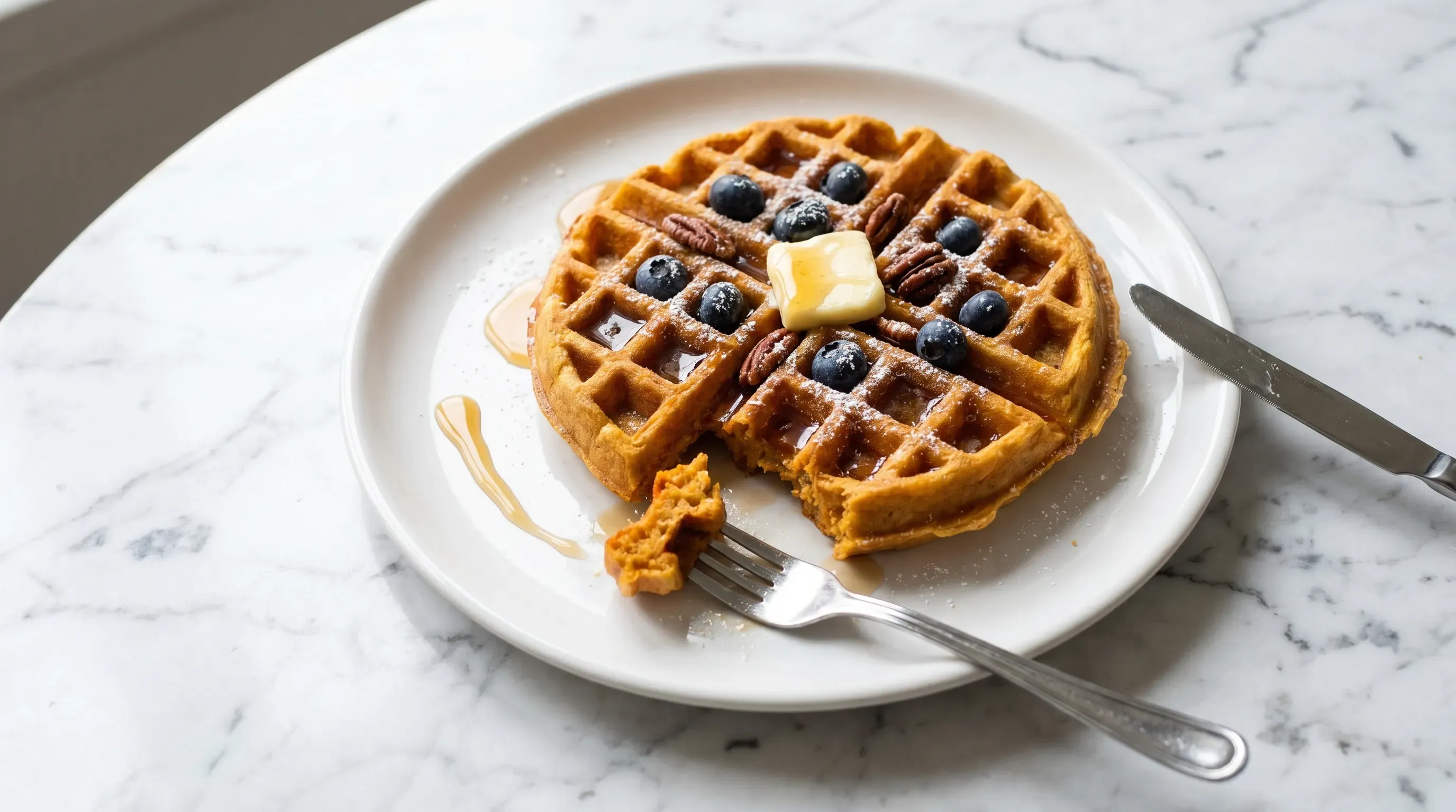 Süßkartoffel-Waffeln mit Ahornsirup