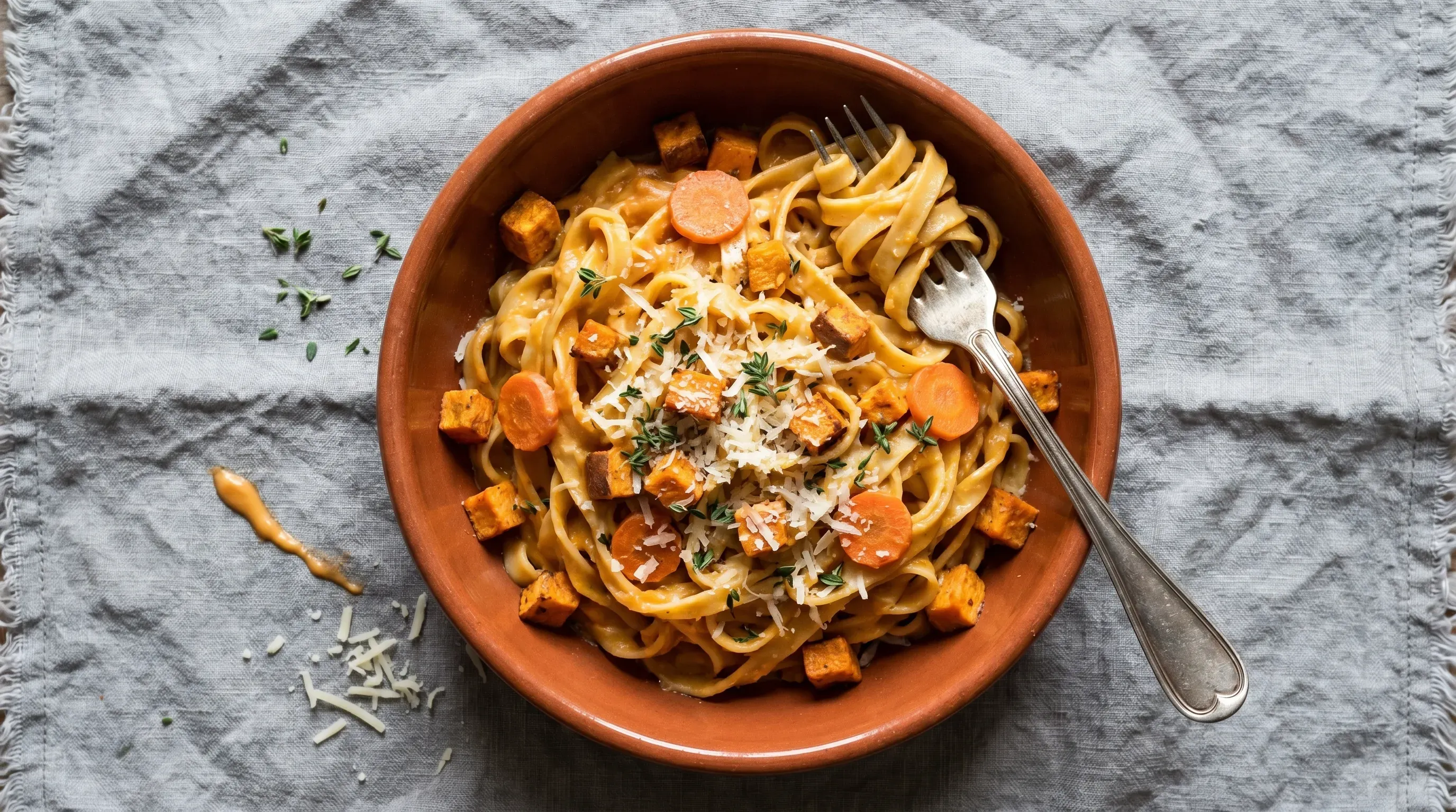 Süsskartoffeln-Karotten-Pasta