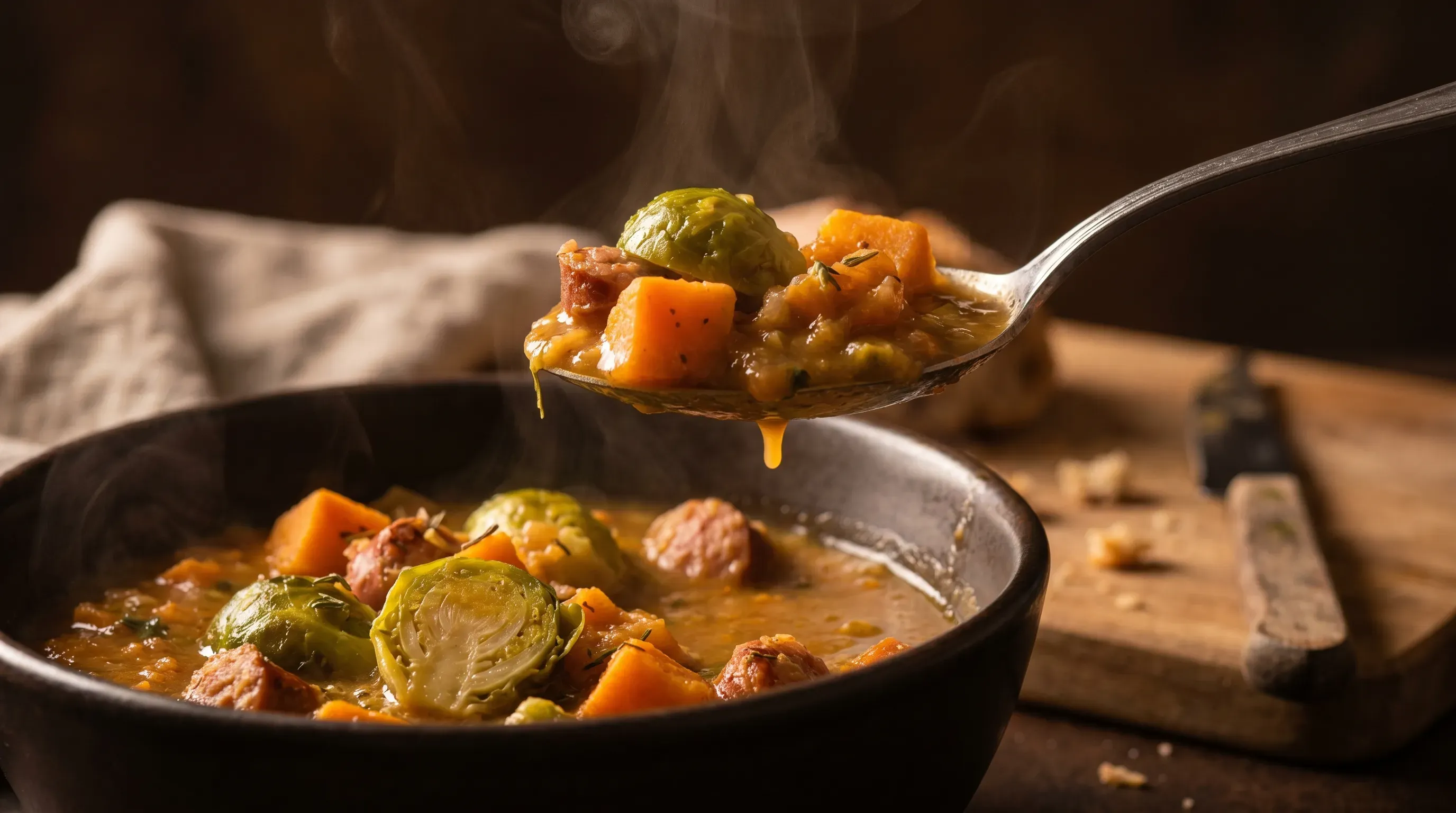 Süsskartoffeln – Rosenkohl - Eintopf