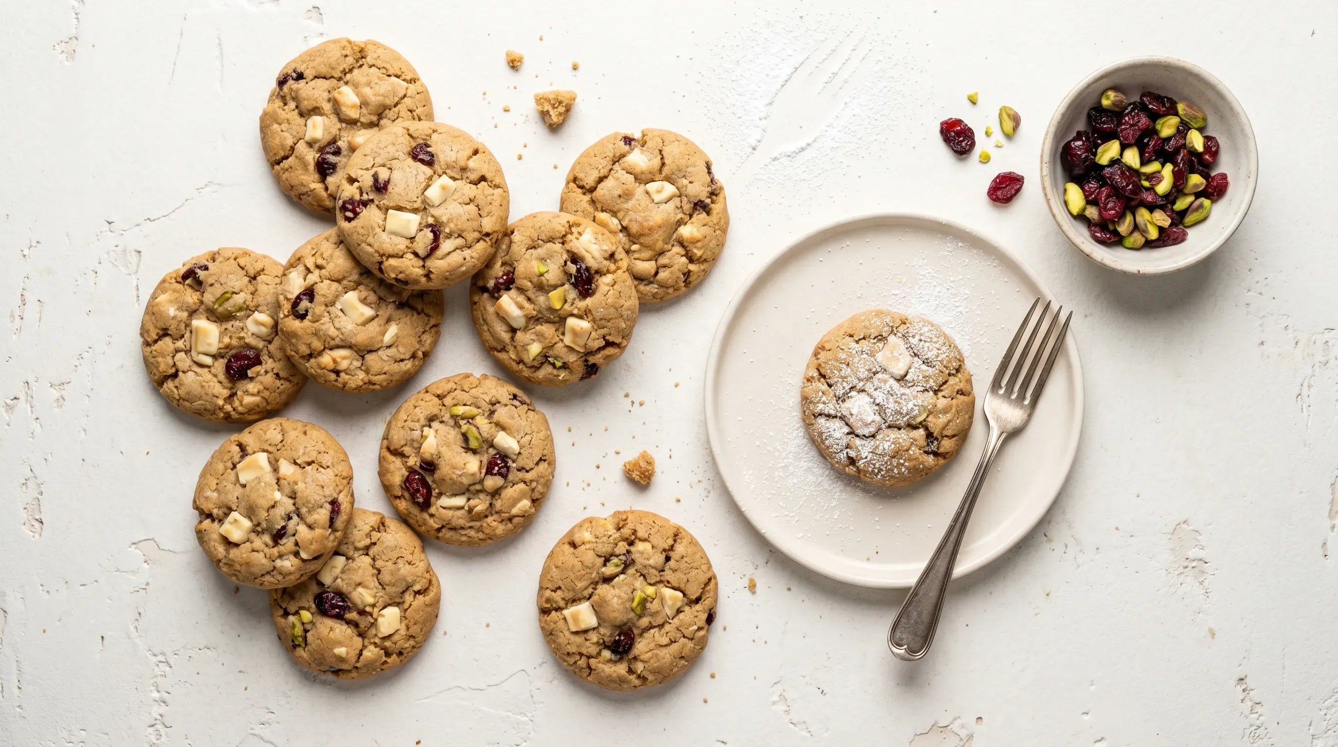 Tahini-Cranberry-Cookies mit weißer Schokolade
