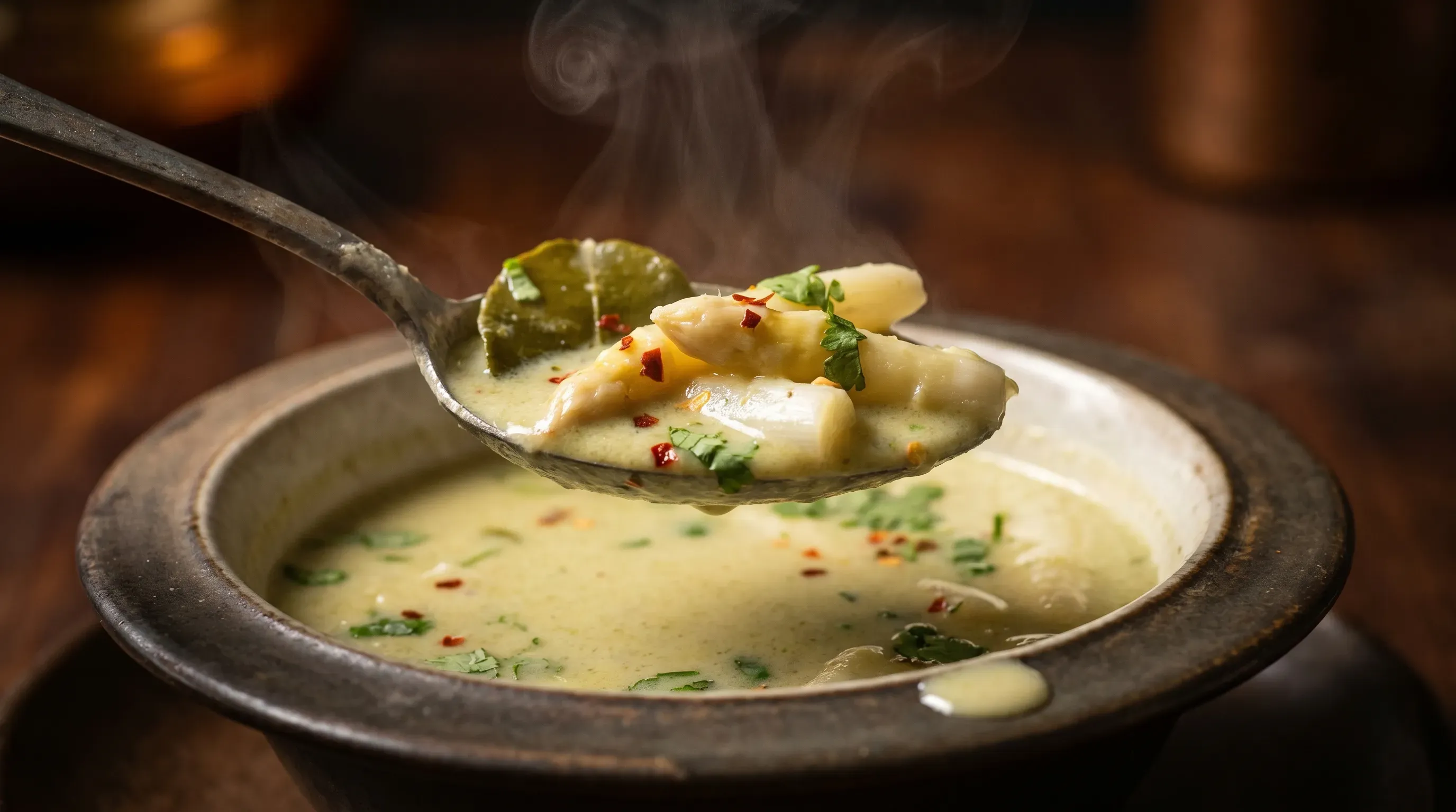 Thai-Spargelcremesuppe mit Kokosmilch