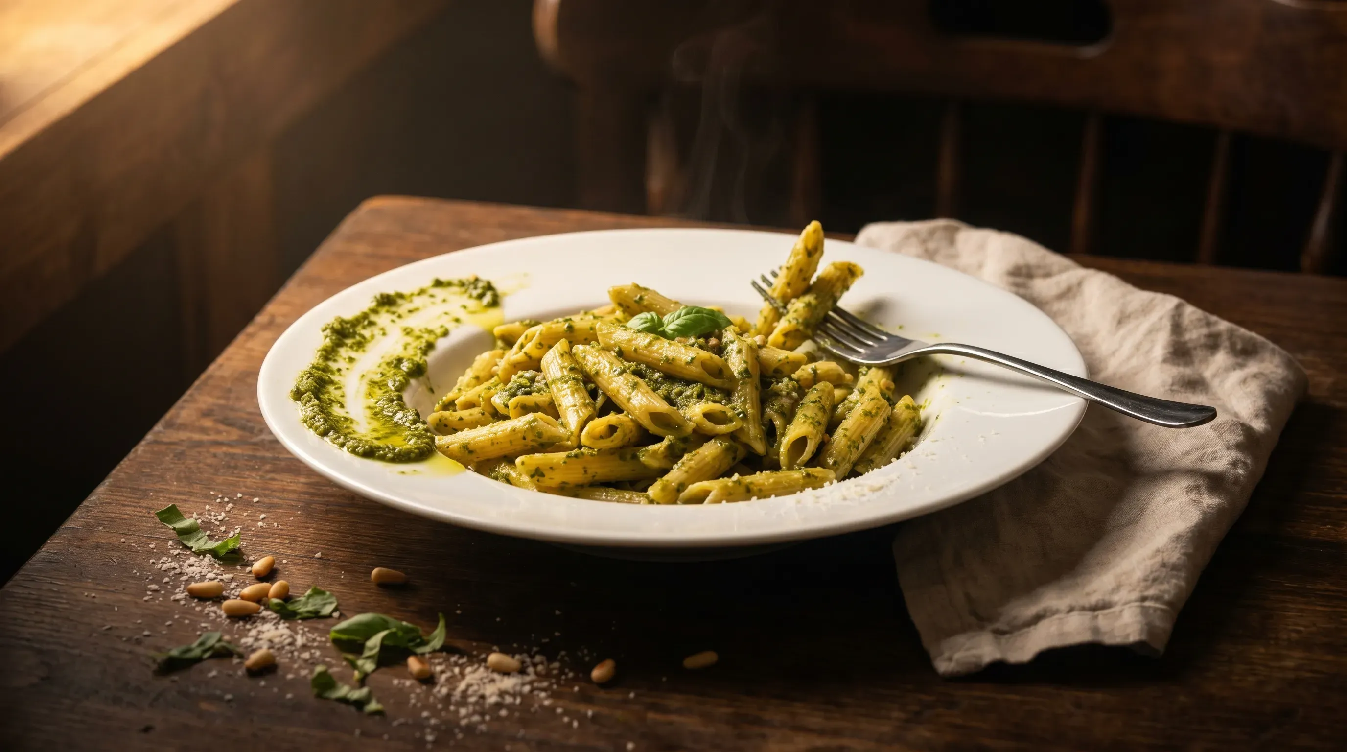 Penne mit frischer Basilikum-Pesto