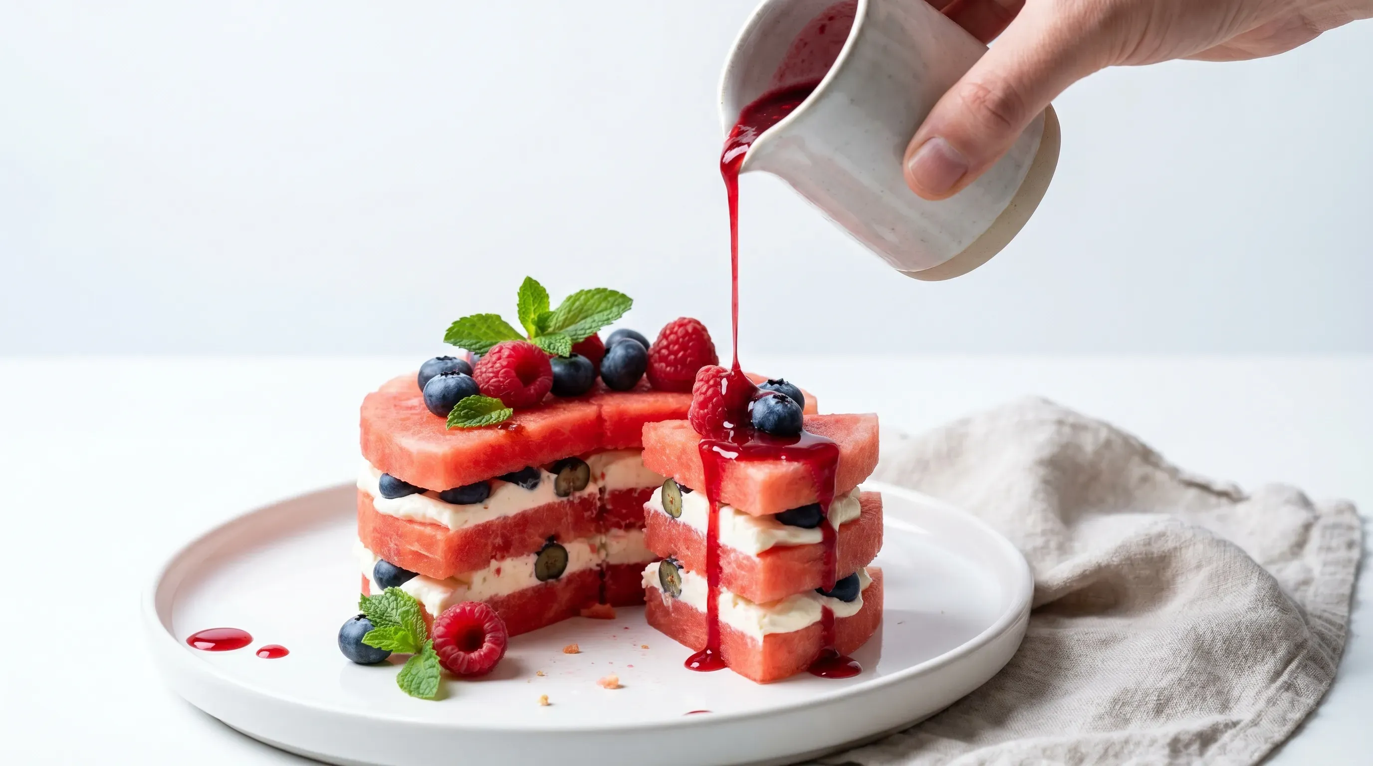 Wassermelonen-Schnitten mit Beeren