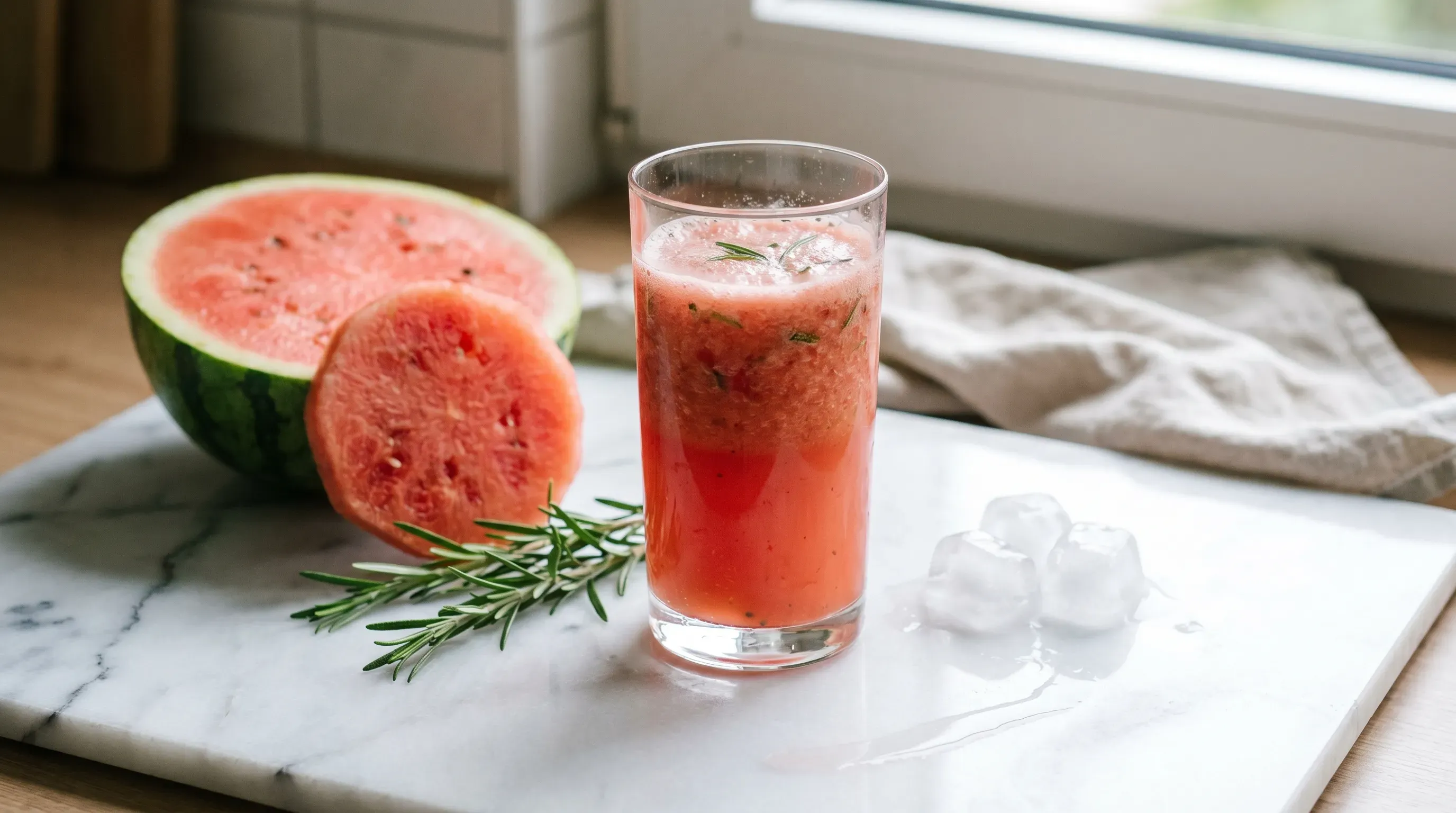 Wassermelonendrink mit Rosmarin