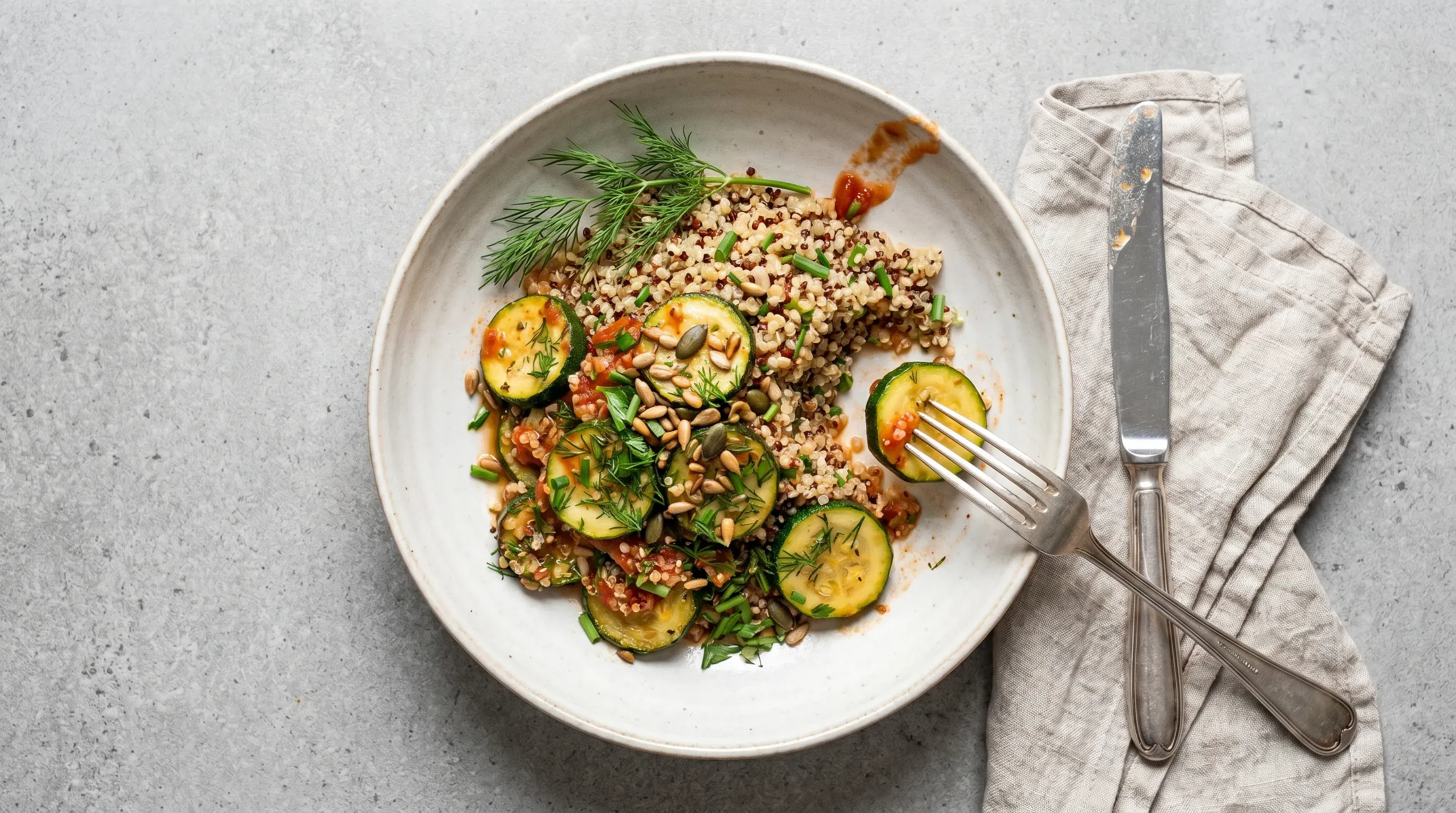 Würziges Zucchini-Gemüse mit Quinoa und Kräutern