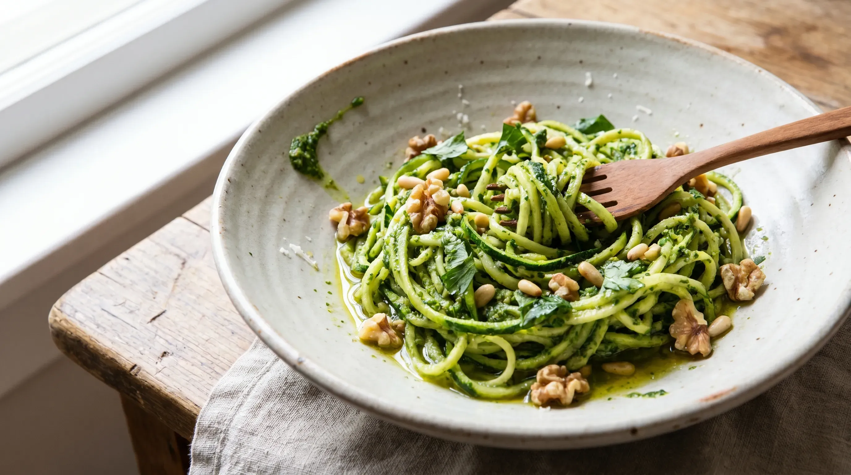 Zoodles mit Petersilien-Koriander-Pesto