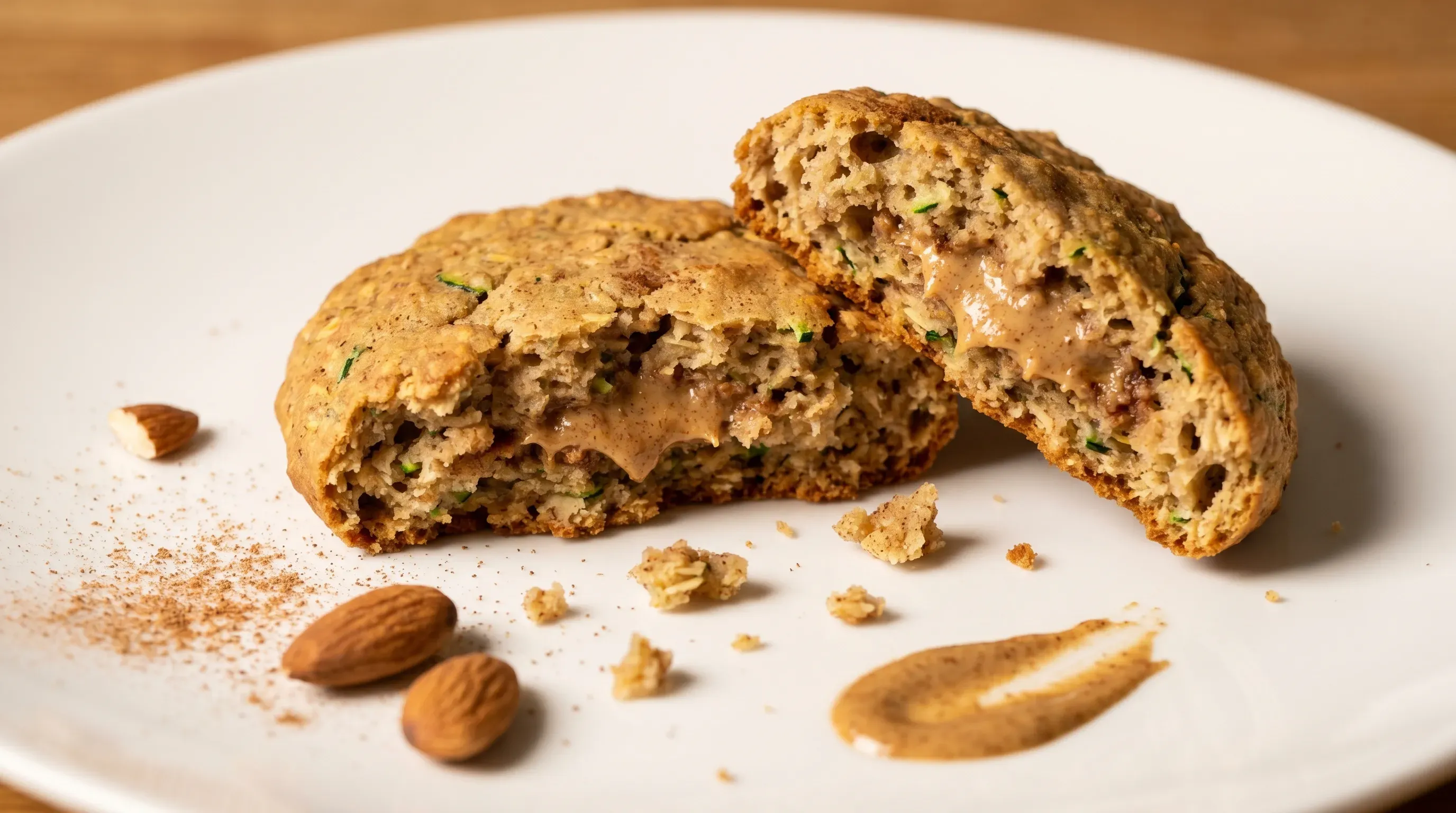Zucchini-Hafer-Cookies mit Zimt und Mandelmus