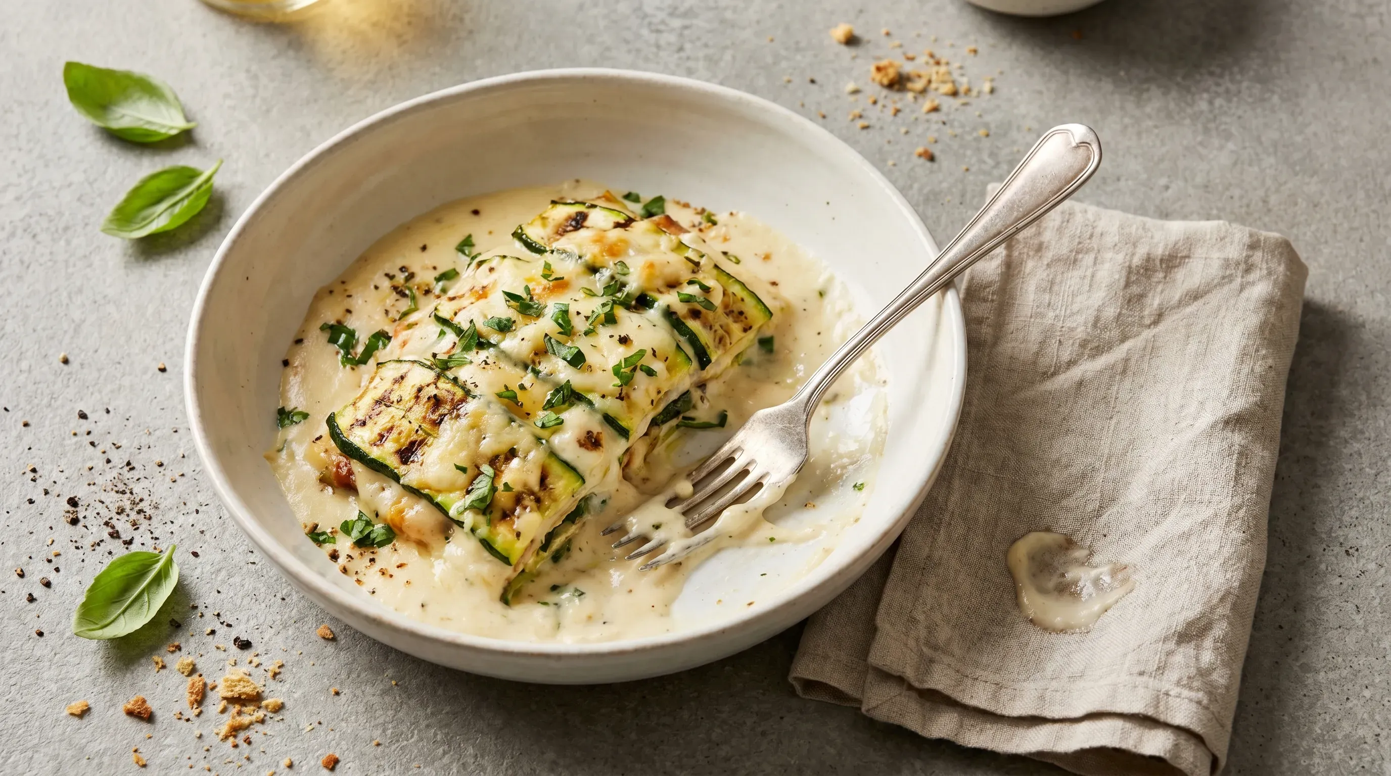 Zucchini-Lasagne ohne Tomatensoße
