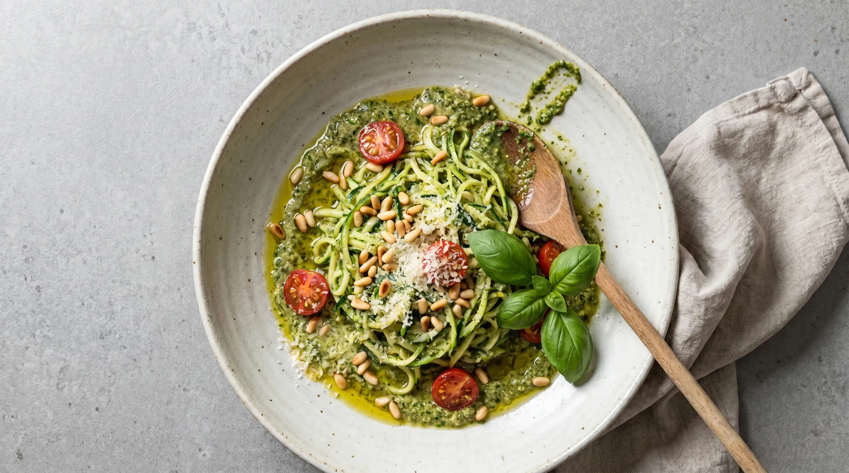 Zucchini-Nudeln mit Petersilien-Pesto