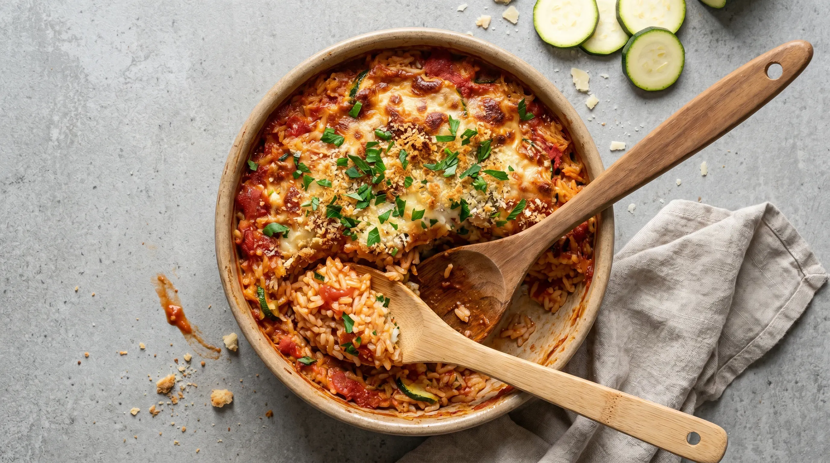 Zucchini-Reis-Auflauf