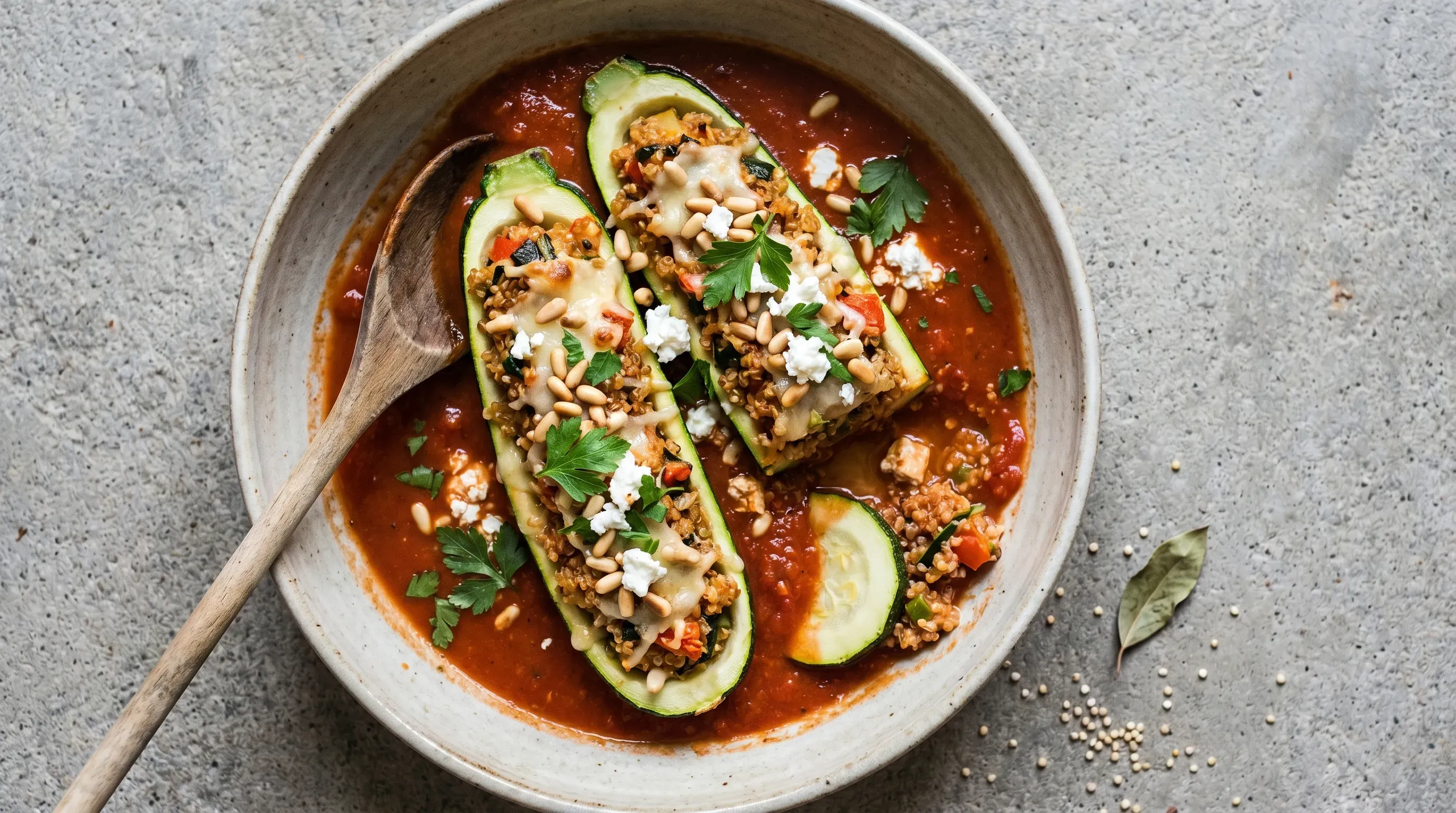 Zucchini und Quinoa Boote